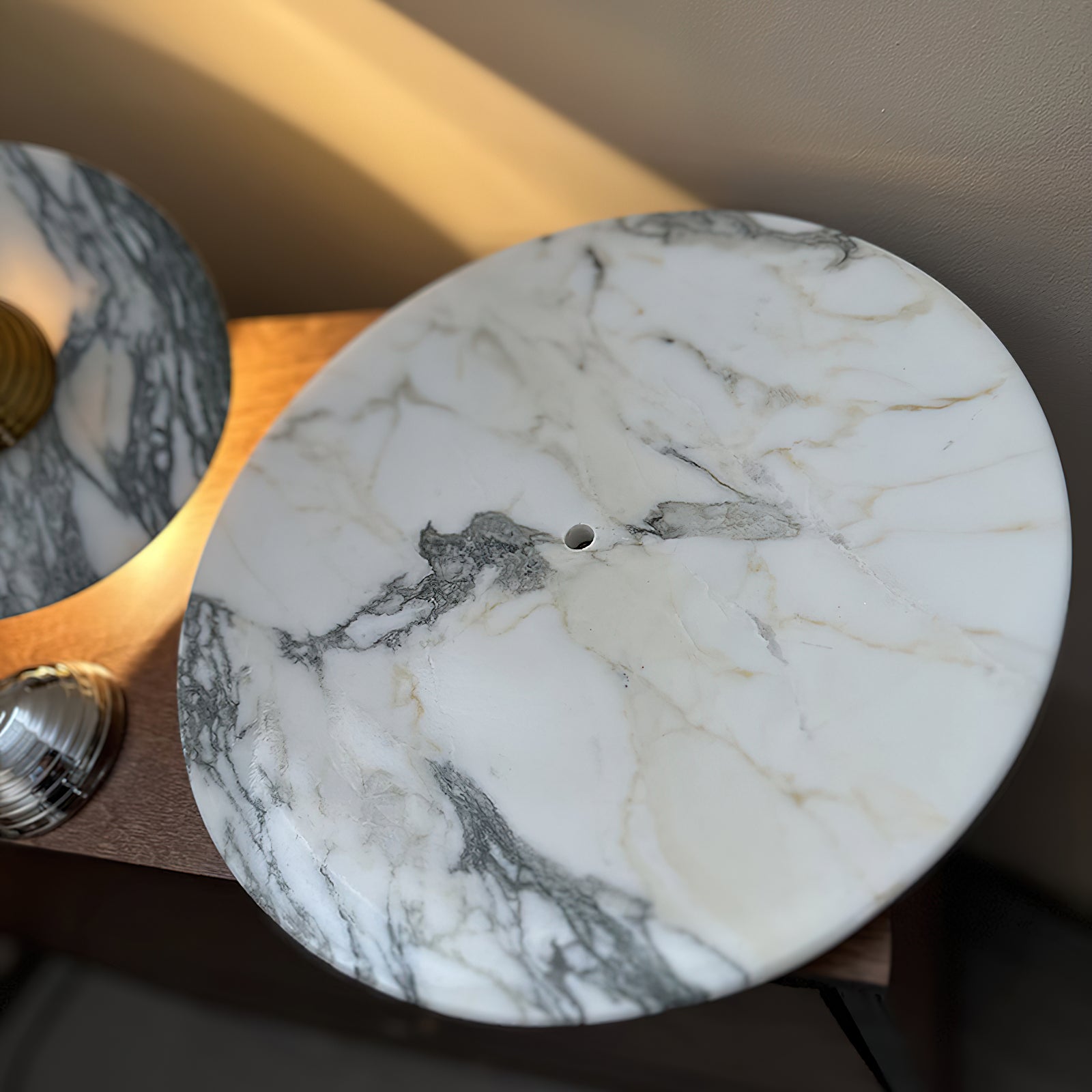 Alba Modern Minimalist Chrome Marble Metal Wall Lamp - Lamp Copper
