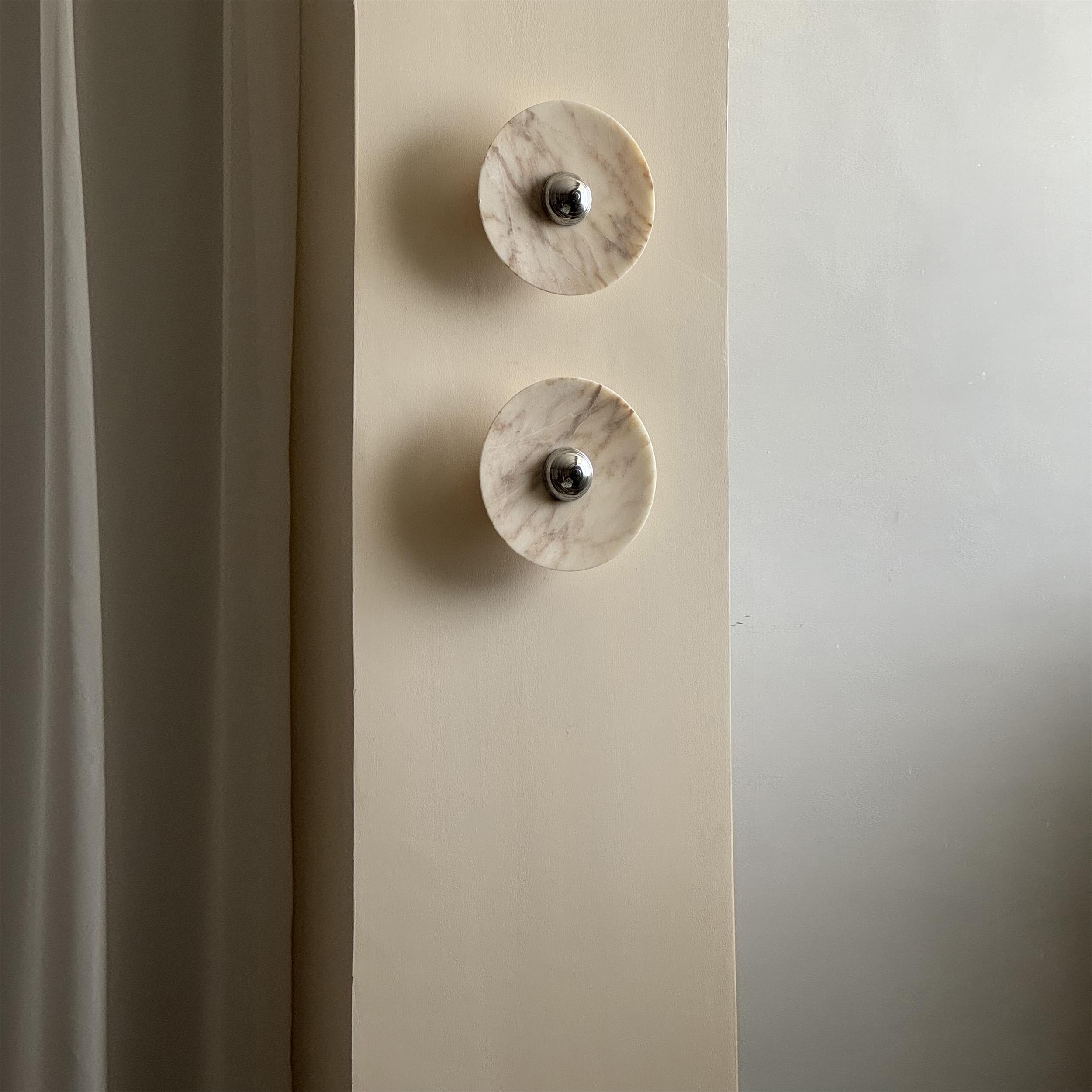 Alba Modern Minimalist Chrome Marble Metal Wall Lamp - Lamp Copper