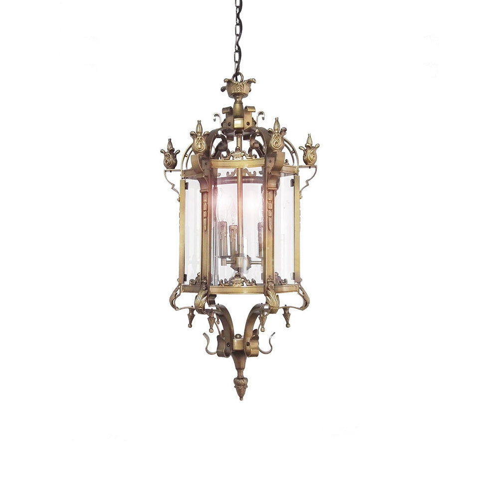Ardorion Vintage Luxury Metal Glass Lantern Chandelier - Lamp Copper