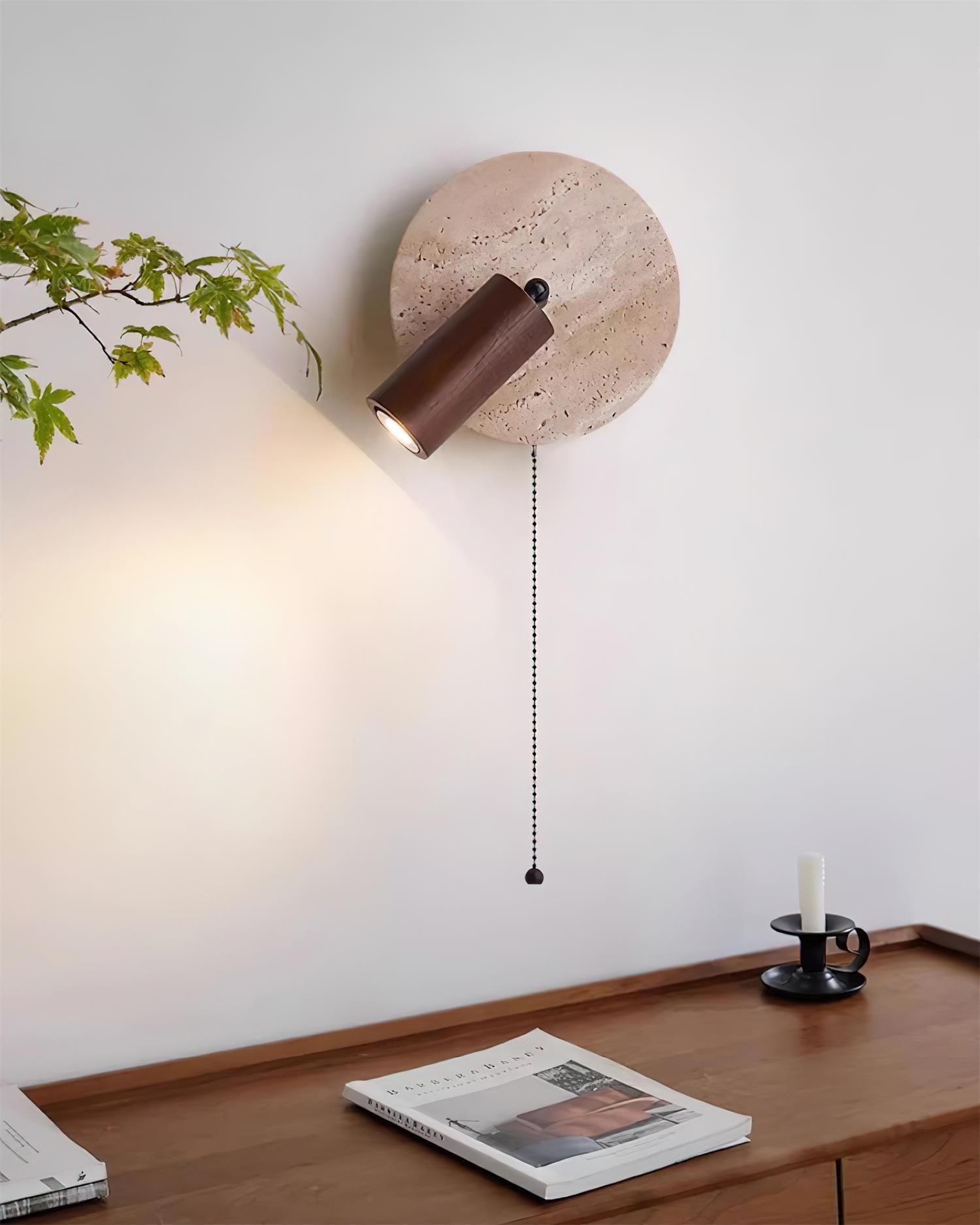 Evzoryra Disc Swing Travertine Wall Light - Neutralighting
