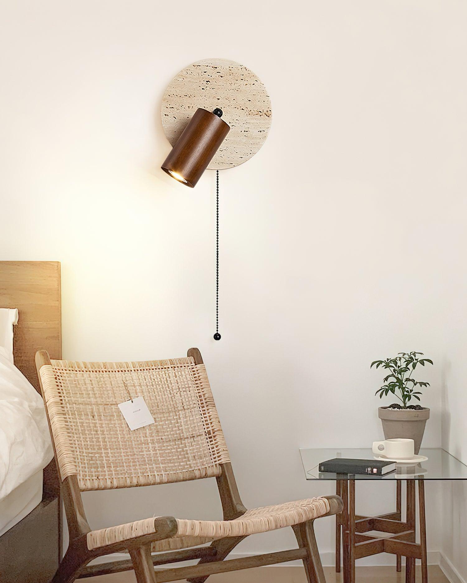 Evzoryra Disc Swing Travertine Wall Light - Neutralighting