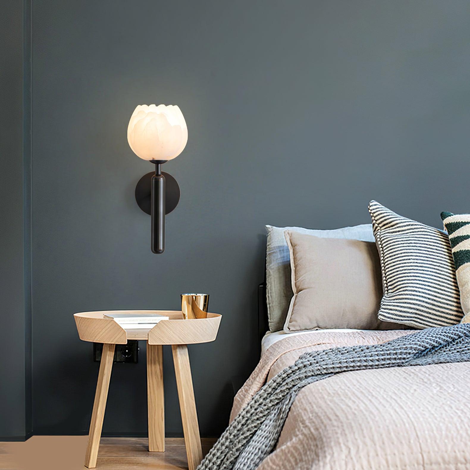 Eurzorion Floral Alabaster Brass Wall Light - Blowlighting