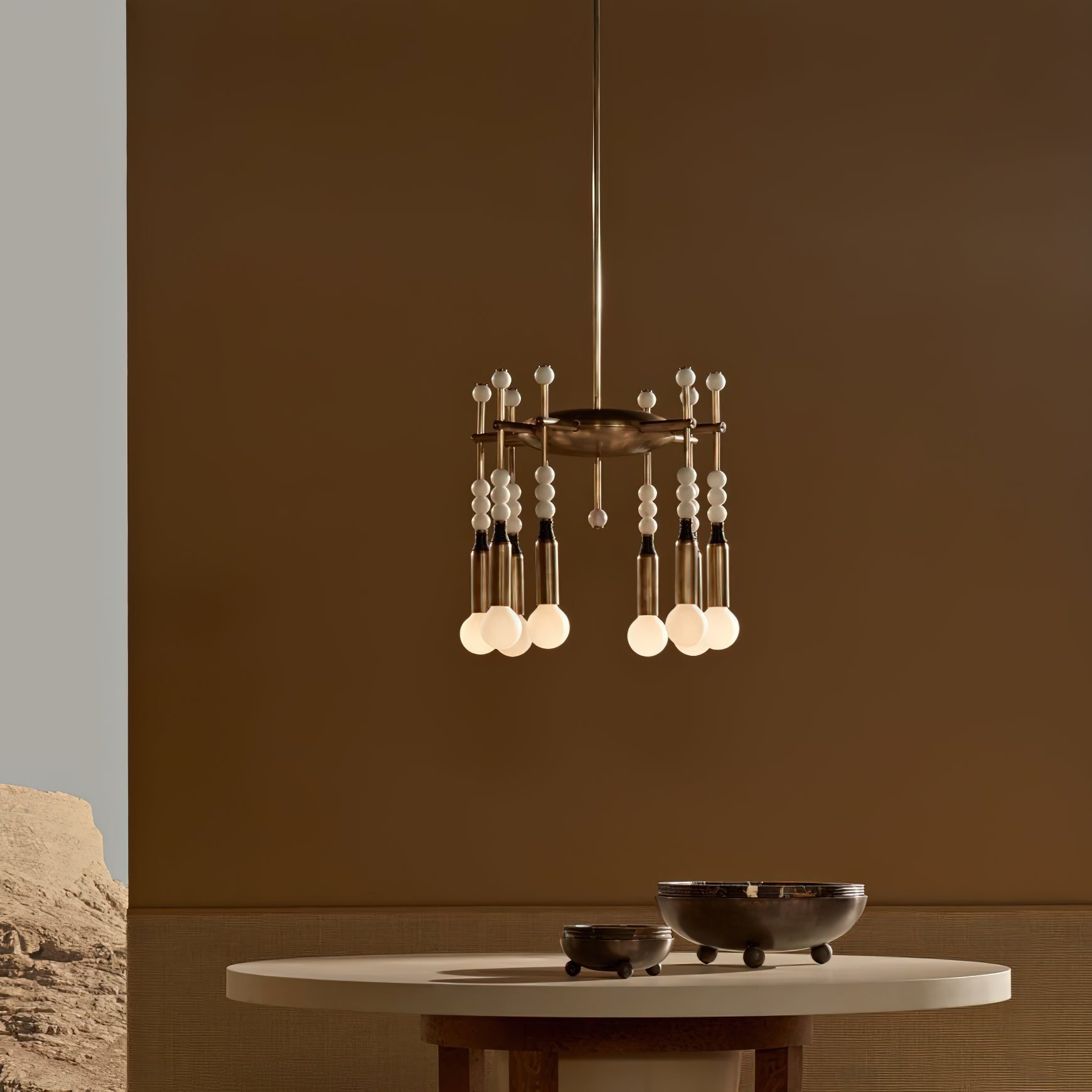 Esoleth Traditional Premium Elegance Marble Chandelier - Lamp Copper