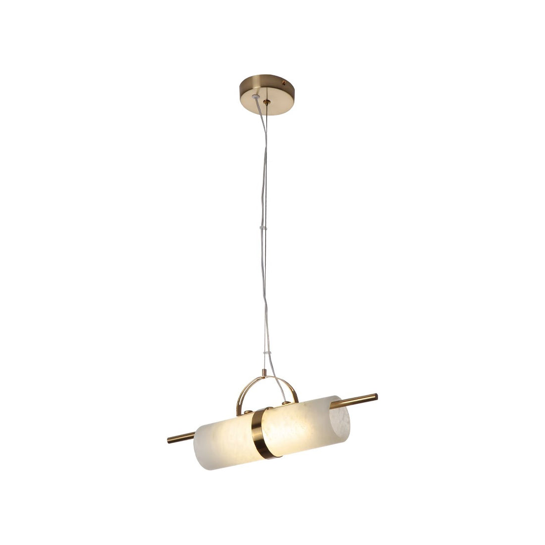 Atheor Modern Minimalist Cylindrical Metal Alabaster Pendant Light - Lamp Copper