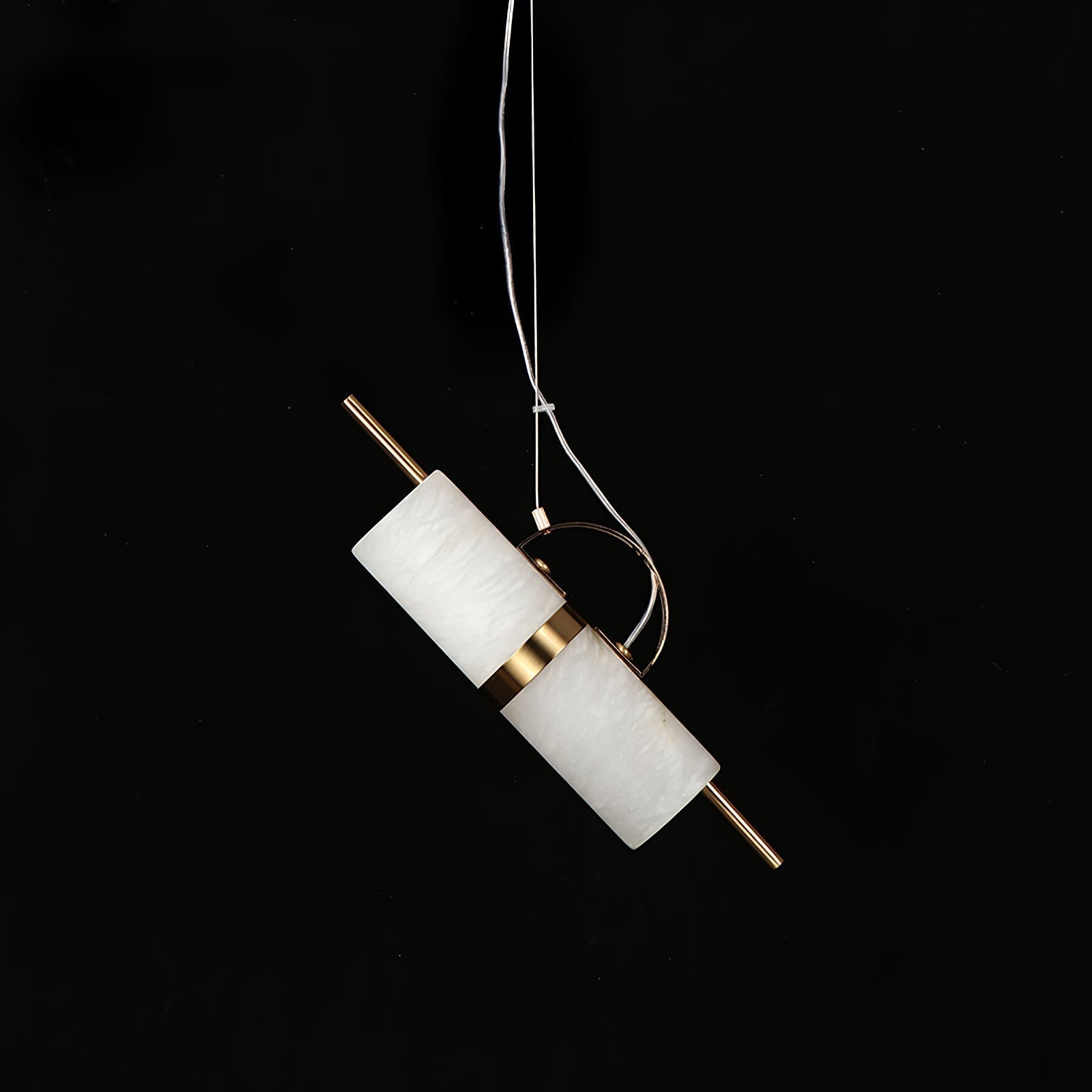 Atheor Modern Minimalist Cylindrical Metal Alabaster Pendant Light - Lamp Copper
