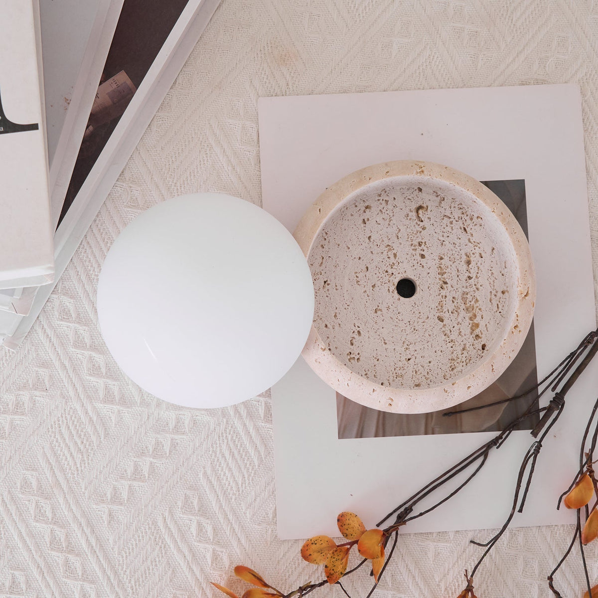 Riita Travertine Globe Table Lamp Mini Maga - Letslighting