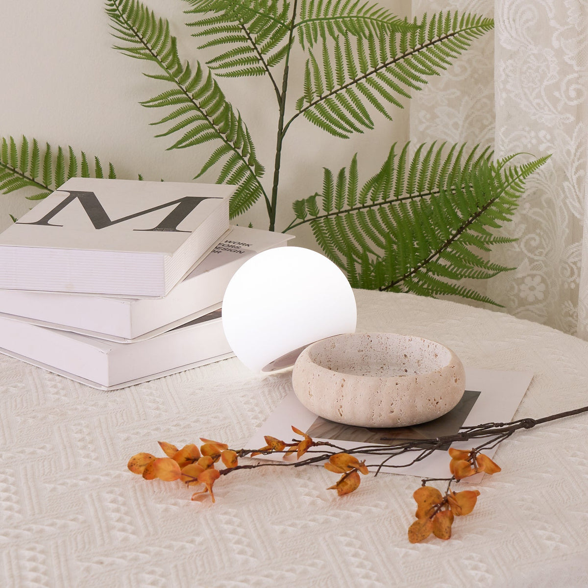 Riita Travertine Globe Table Lamp Mini Maga - Letslighting
