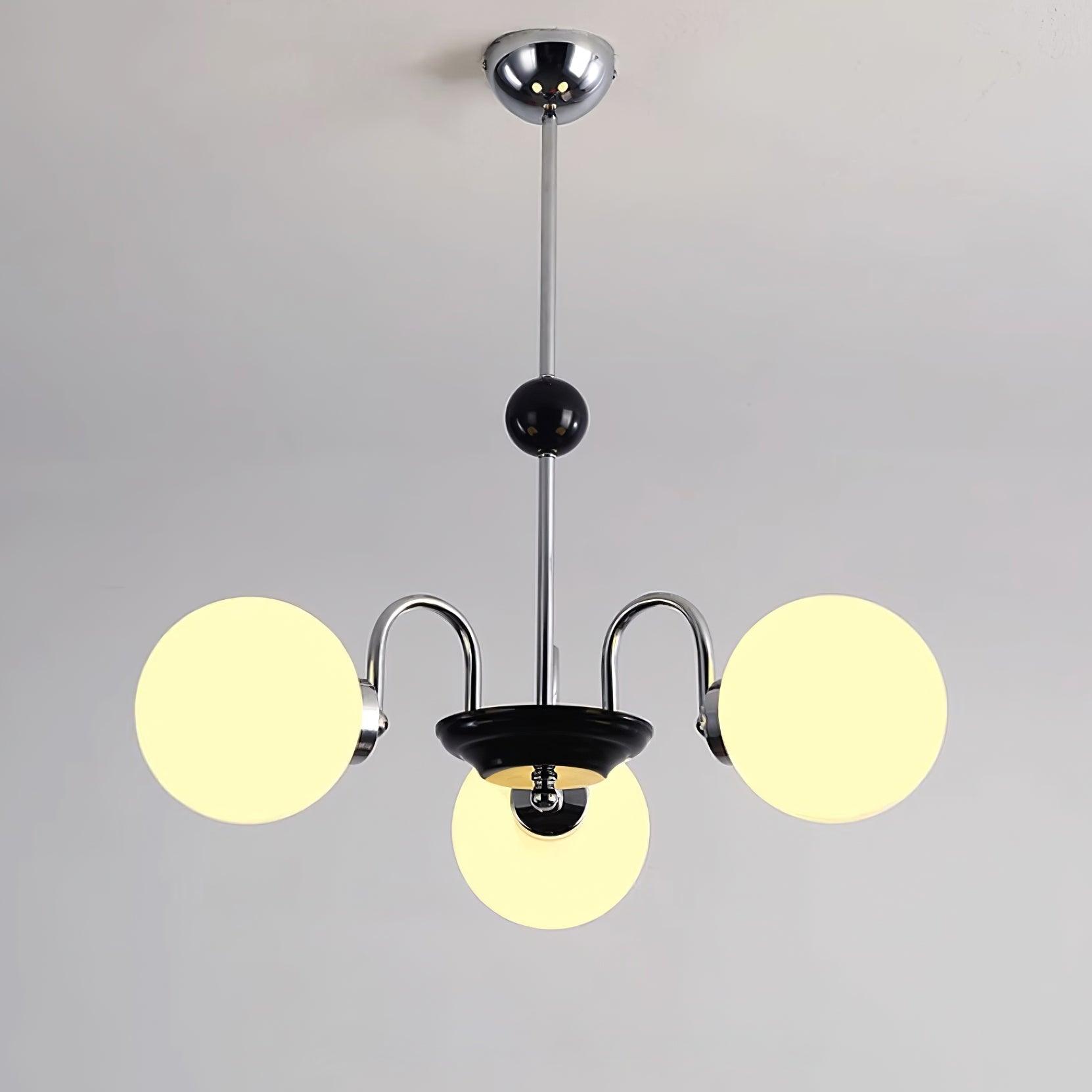 Chandelier Curved Arms Globe Shades Modern Retro Style Dining - Letslighting