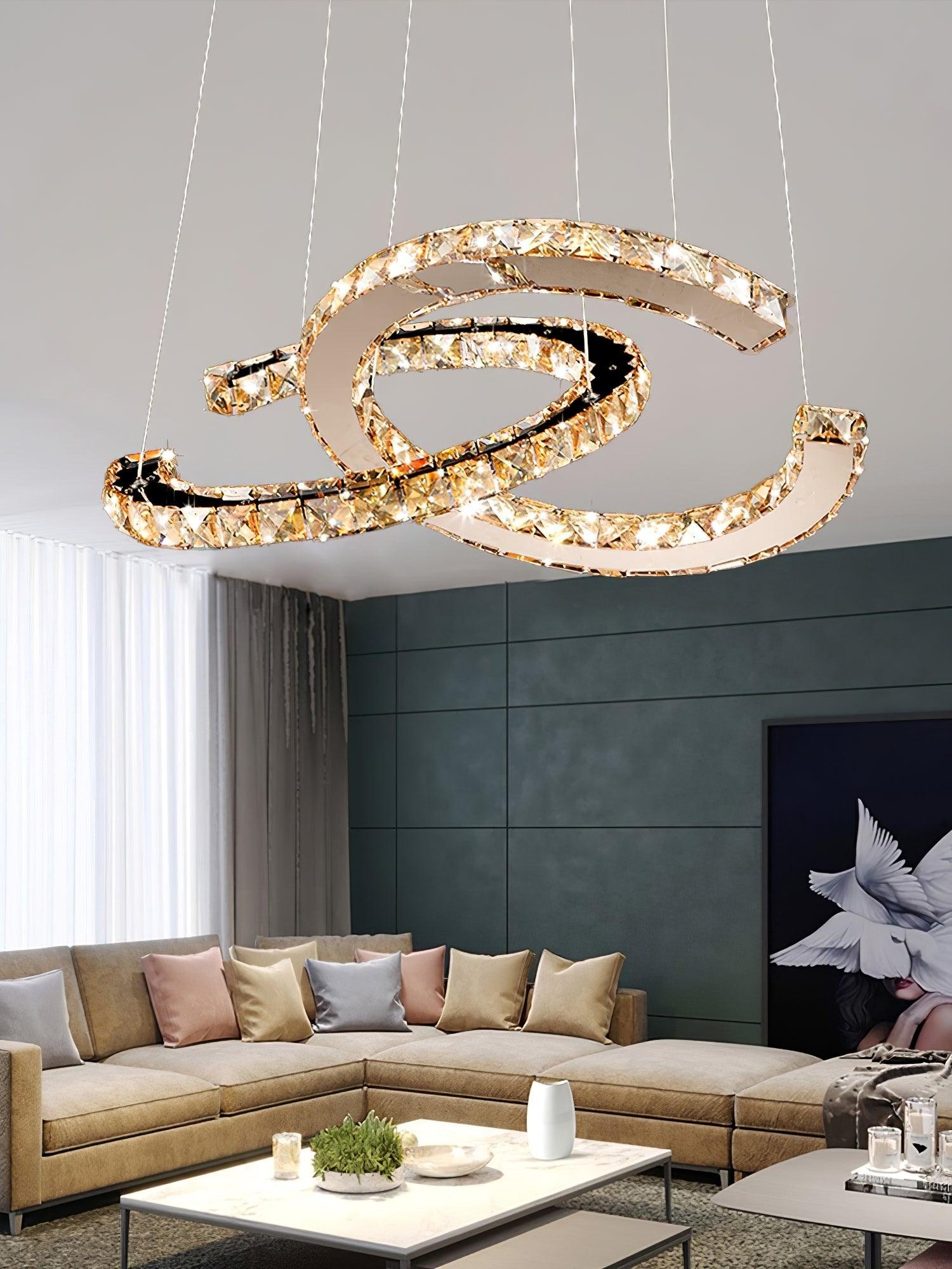 Modern Crystal Double C Chandelier - Blowlighting