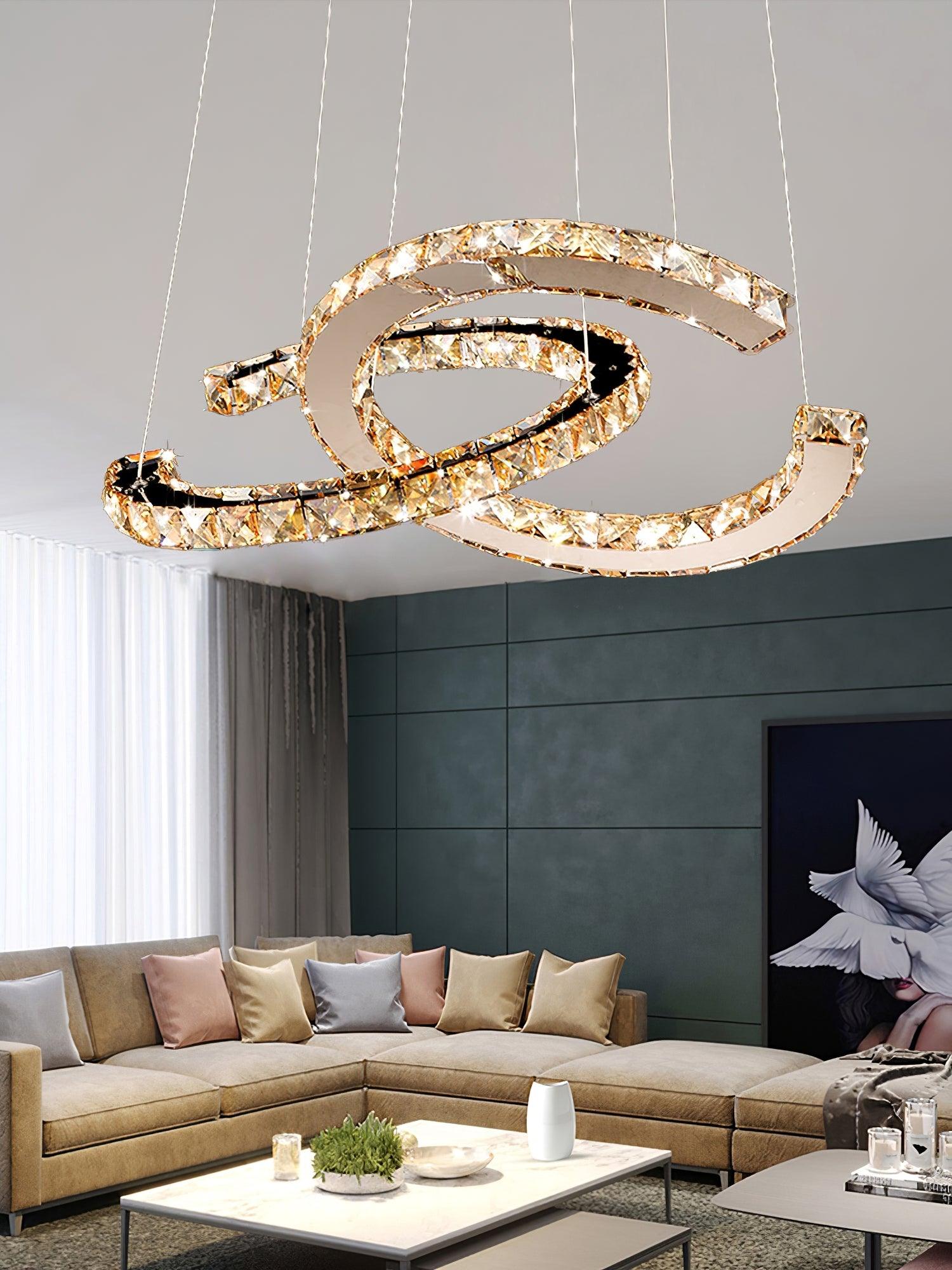 Modern Crystal Double C Chandelier - Blowlighting