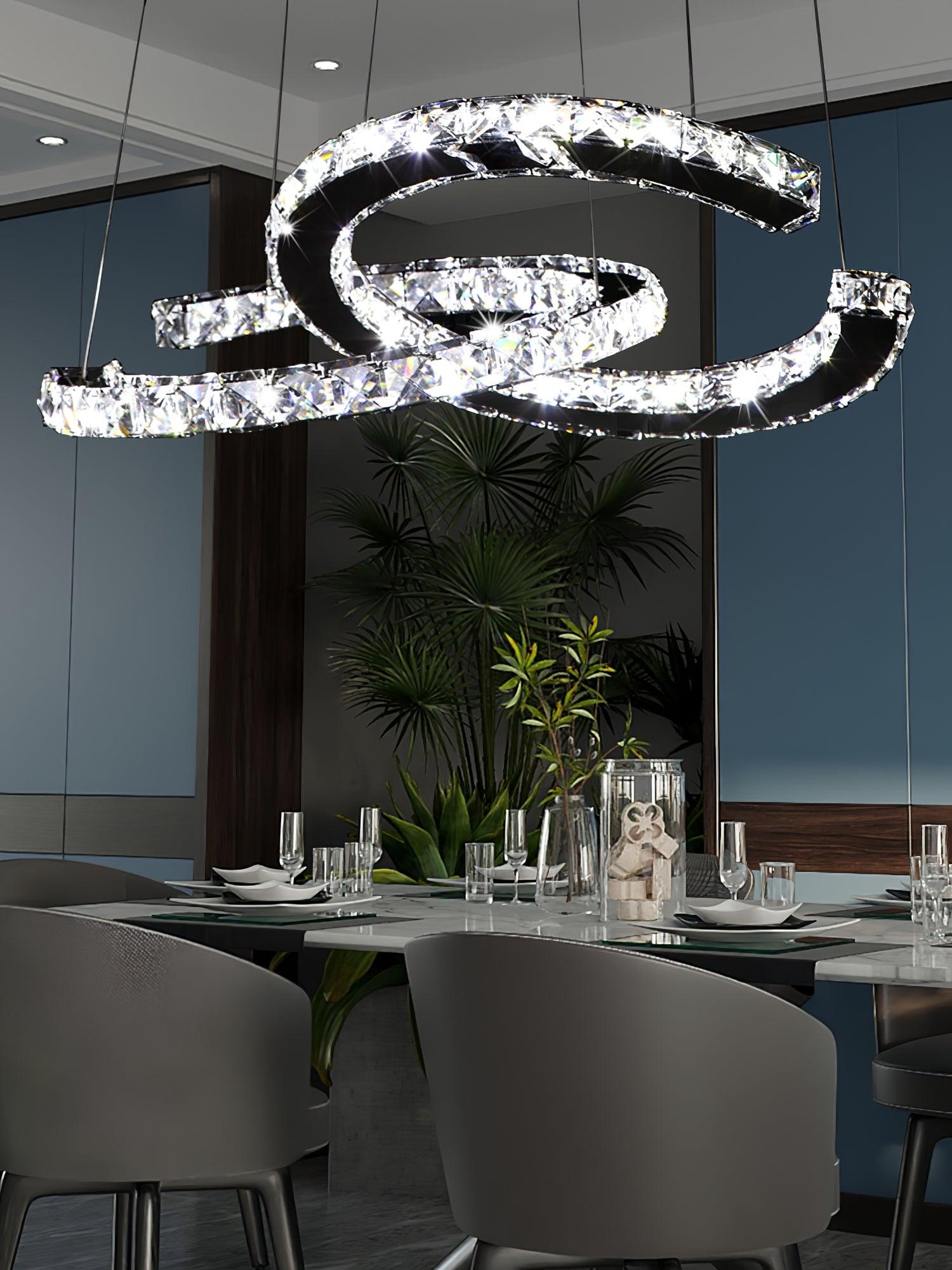 Modern Crystal Double C Chandelier - Blowlighting