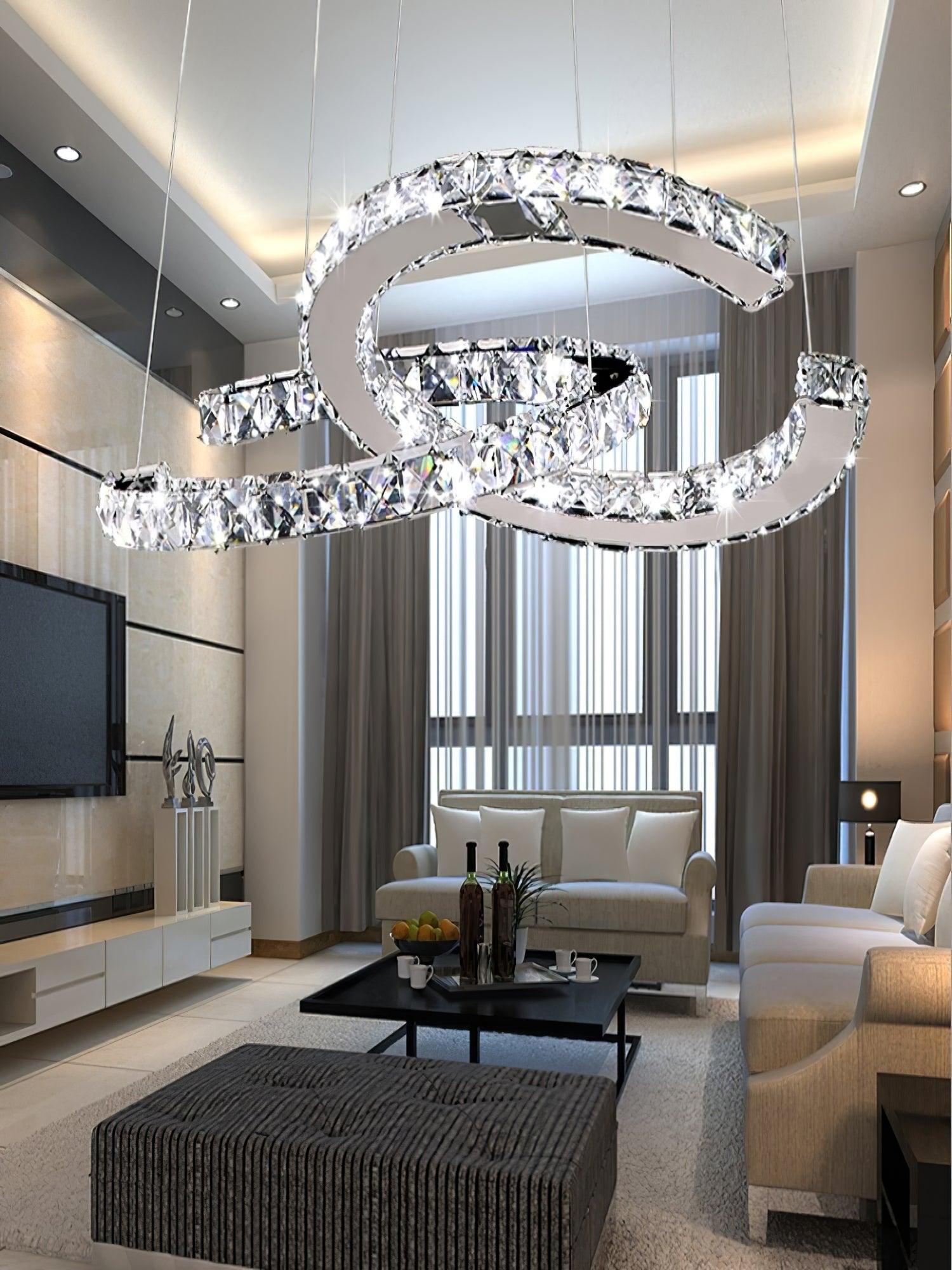 Modern Crystal Double C Chandelier - Blowlighting