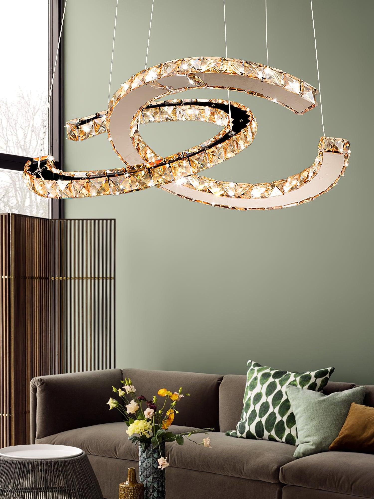 Modern Crystal Double C Chandelier - Blowlighting