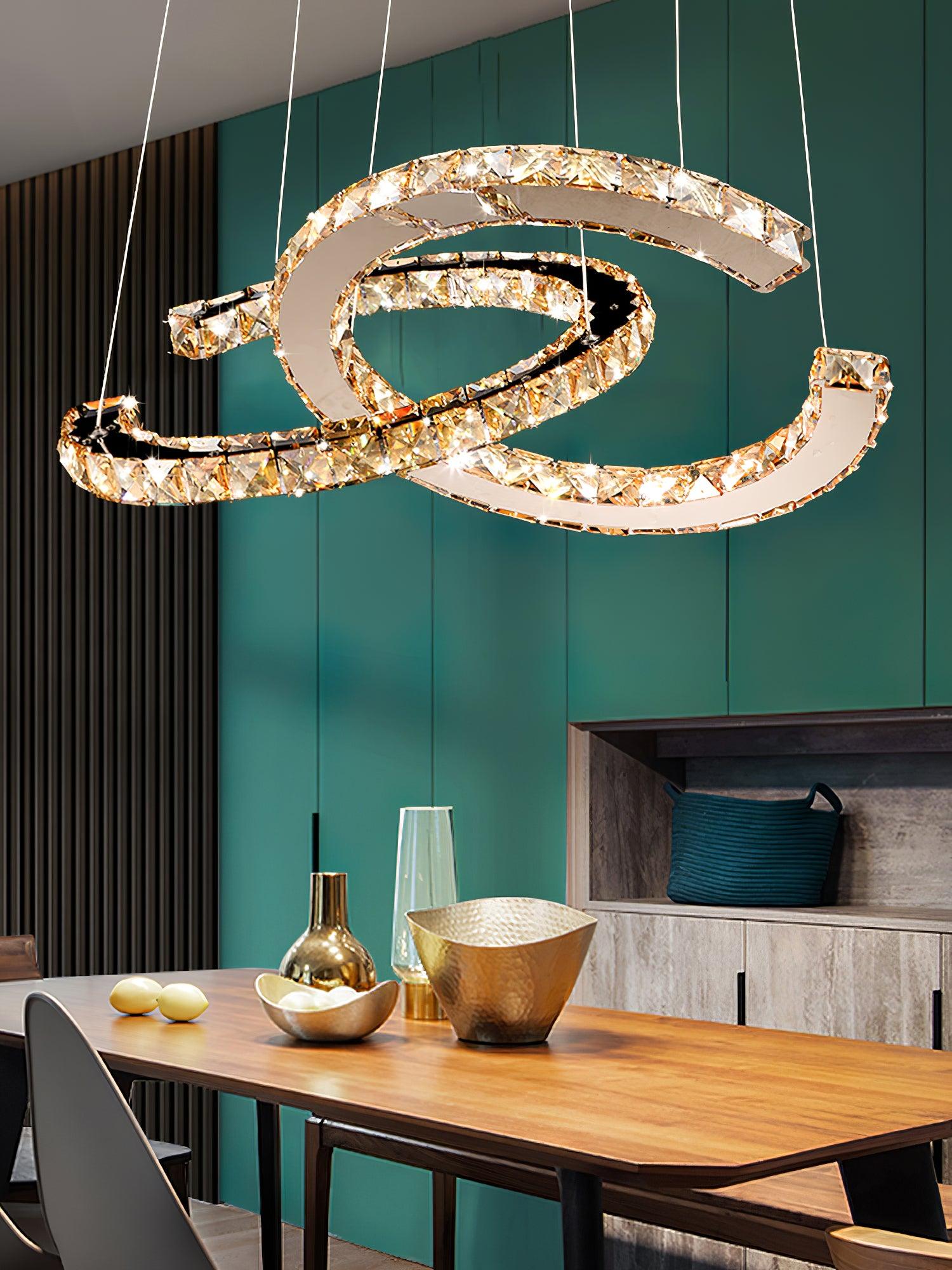 Modern Crystal Double C Chandelier - Blowlighting