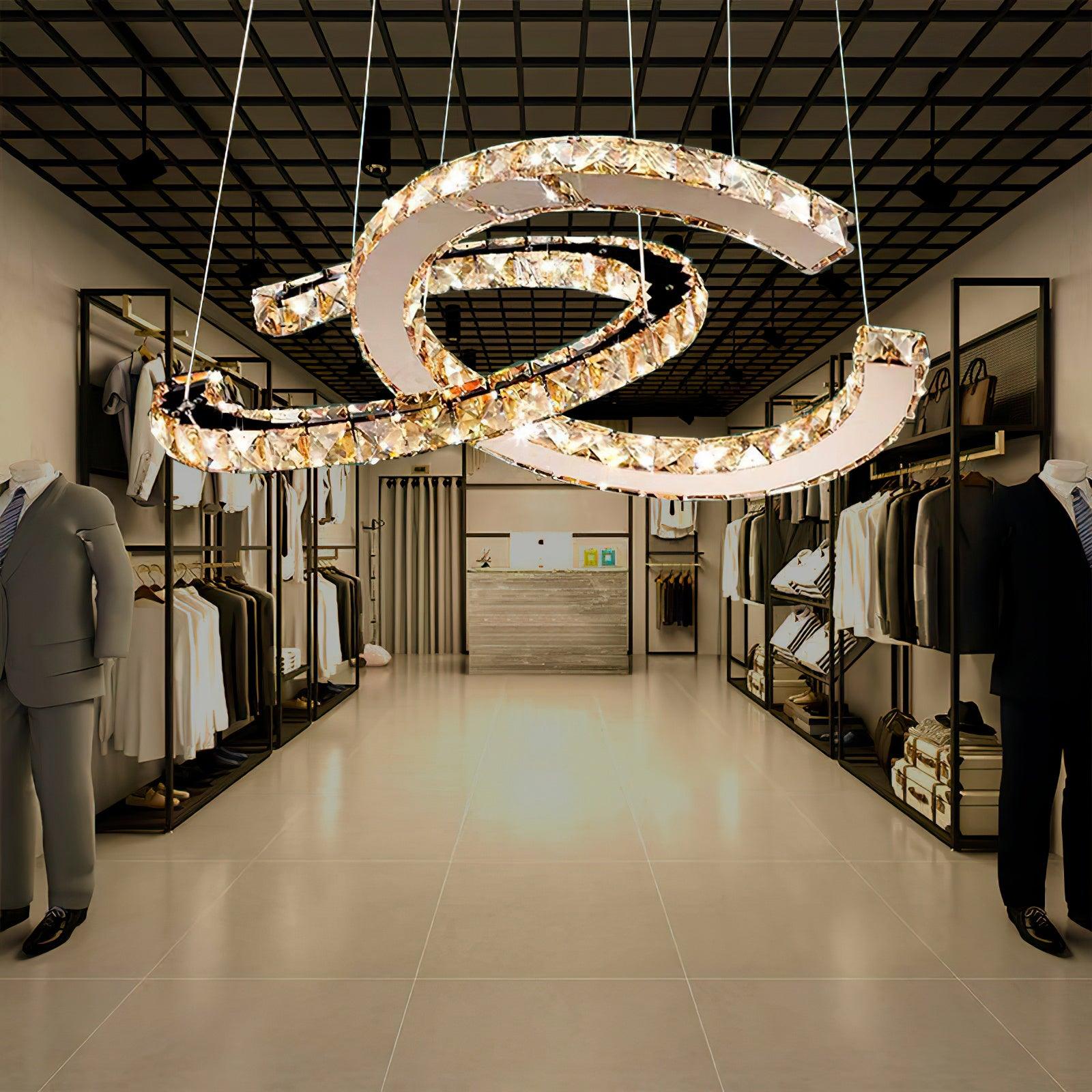 Modern Crystal Double C Chandelier - Blowlighting