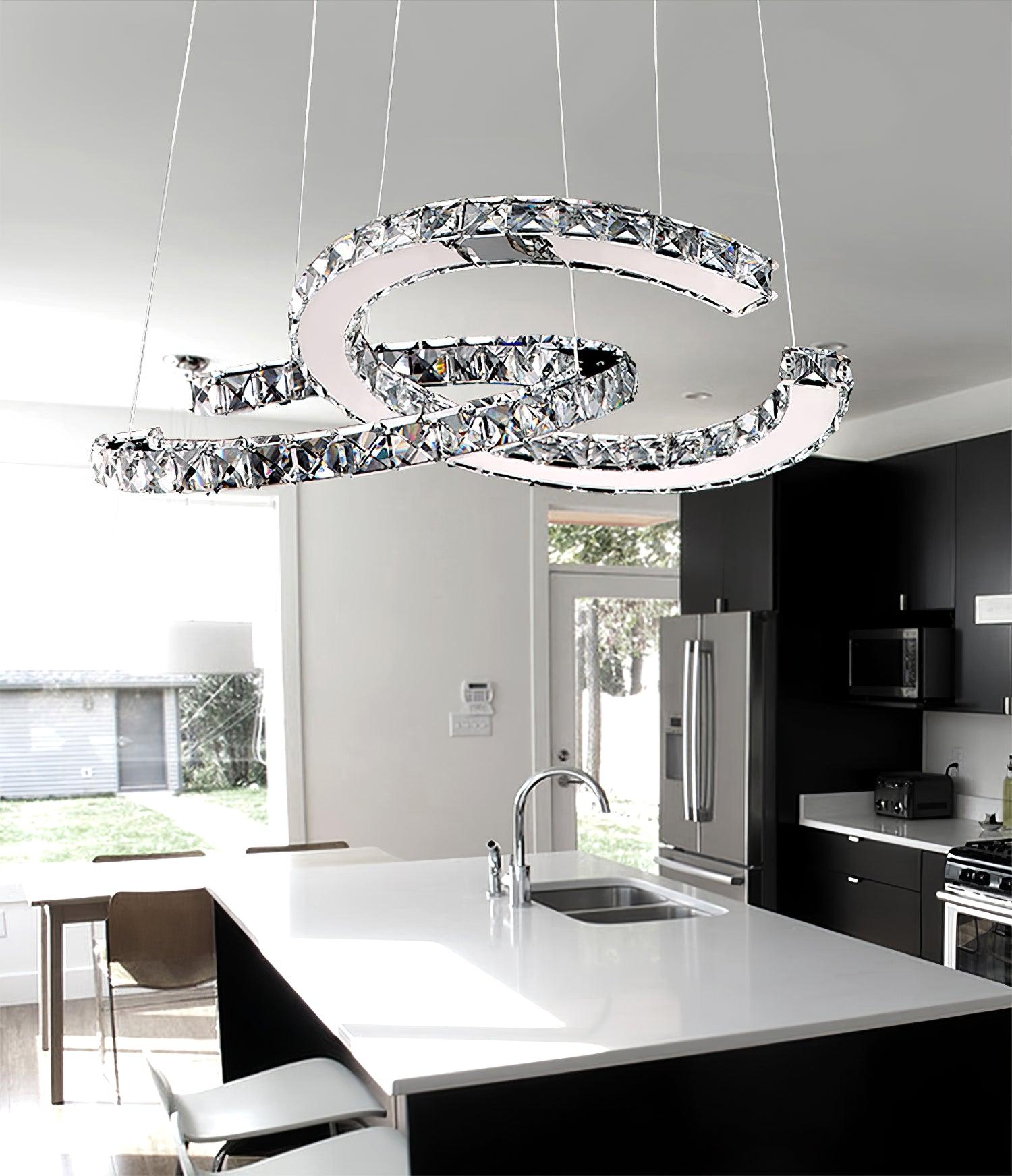 Modern Crystal Double C Chandelier - Blowlighting