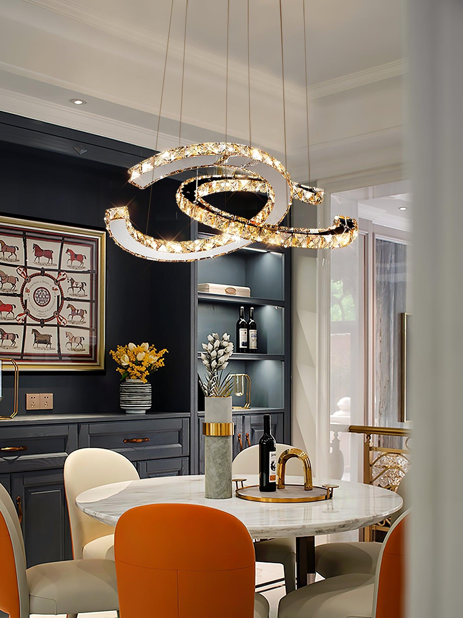 Modern Crystal Double C Chandelier - Blowlighting