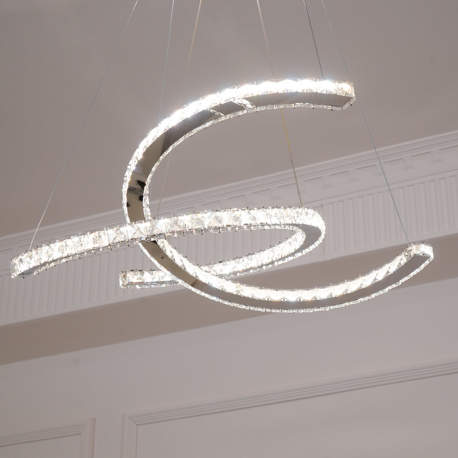 Modern Crystal Double C Chandelier - Blowlighting