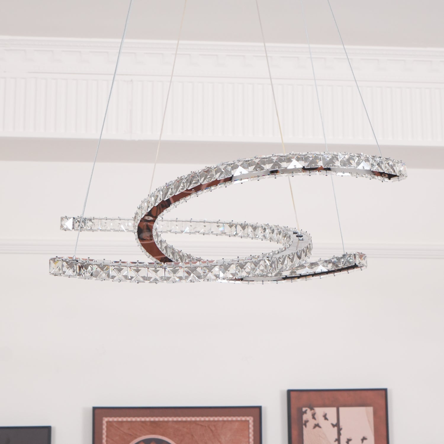 Modern Crystal Double C Chandelier - Blowlighting