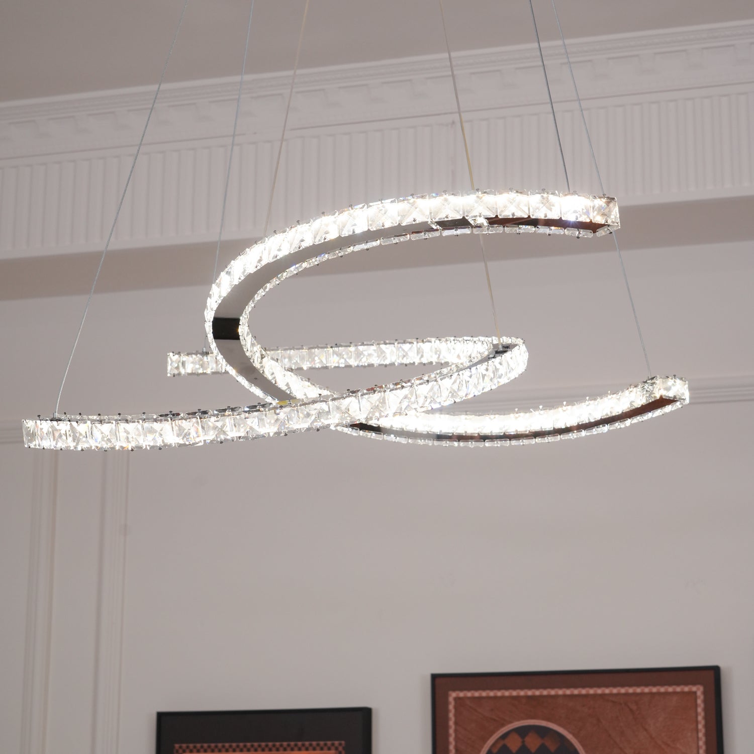Modern Crystal Double C Chandelier - Blowlighting