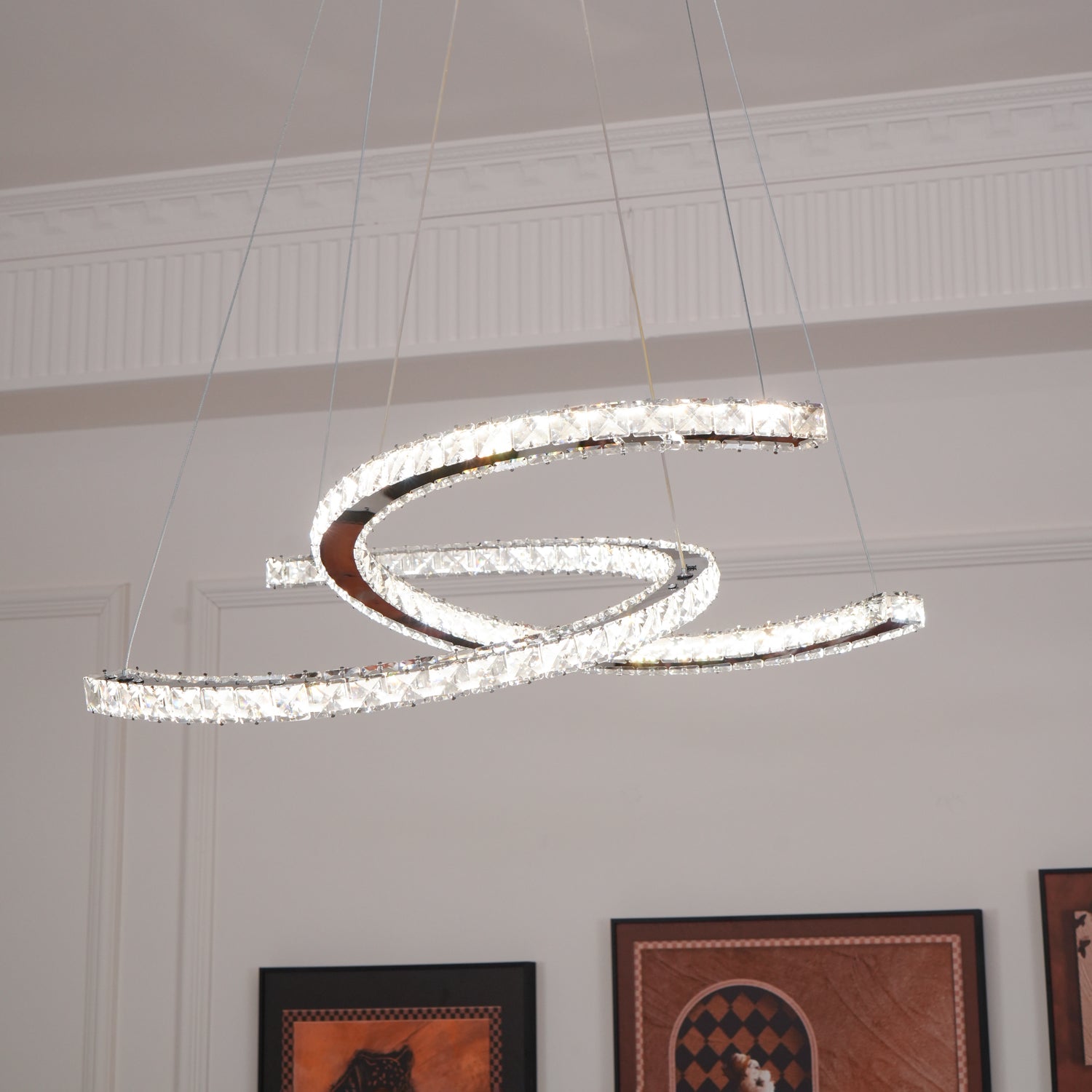 Modern Crystal Double C Chandelier - Blowlighting