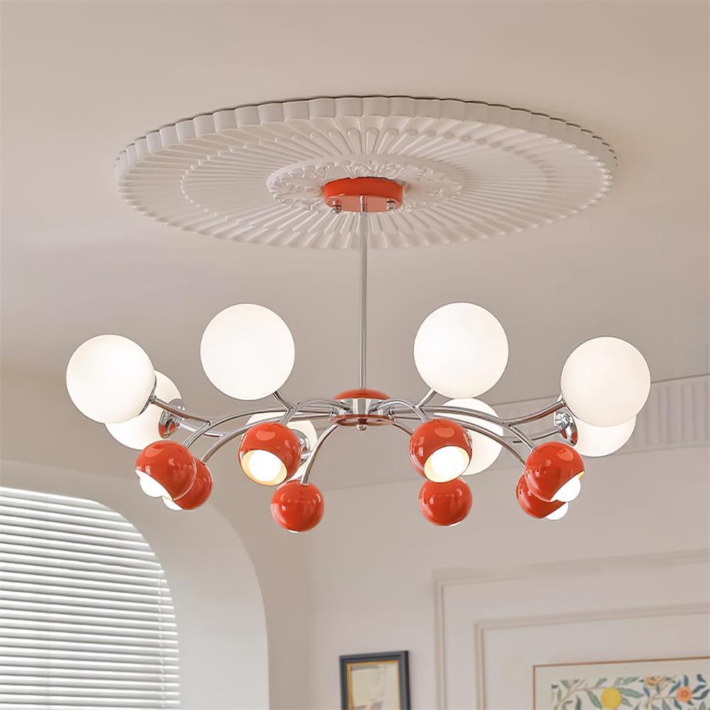 Chandelier Glass Metal Dome Petal Shades Minimalist Ambient Glow - Letslighting