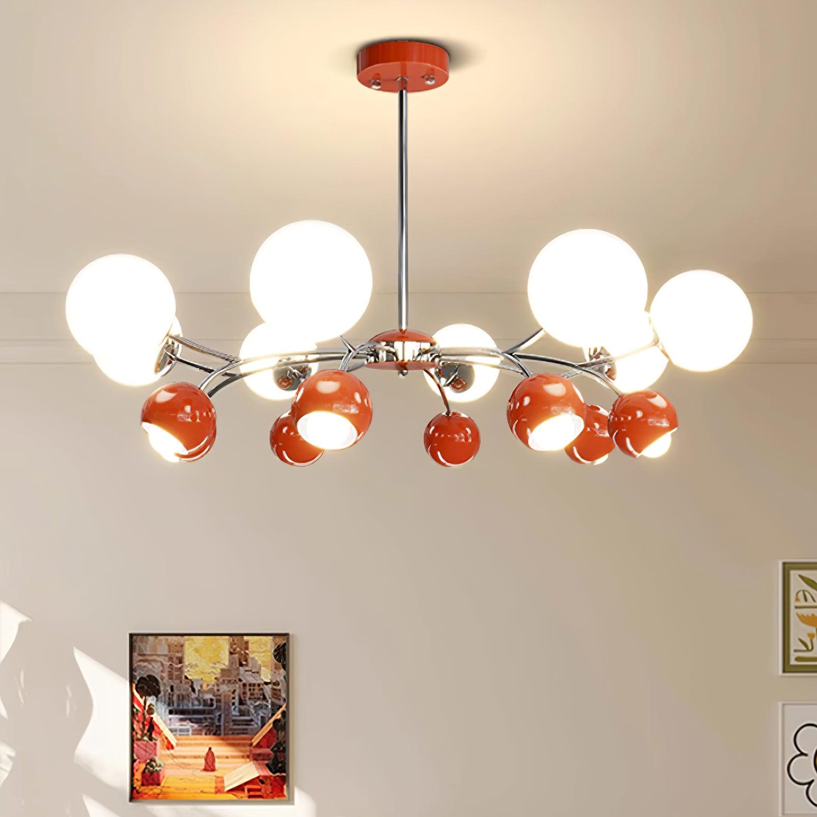 Chandelier Glass Metal Dome Petal Shades Minimalist Ambient Glow - Letslighting