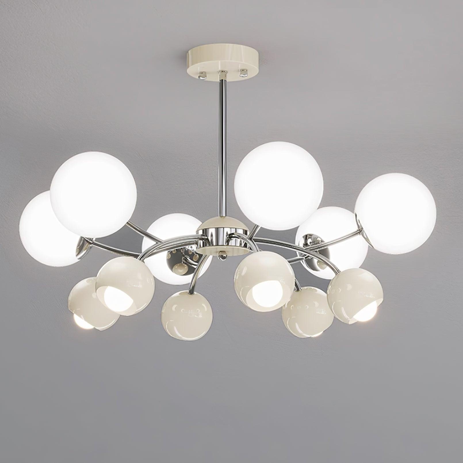 Chandelier Glass Metal Dome Petal Shades Minimalist Ambient Glow - Letslighting
