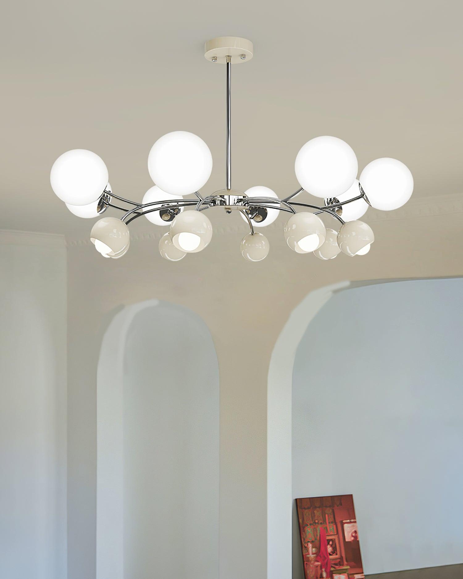 Chandelier Glass Metal Dome Petal Shades Minimalist Ambient Glow - Letslighting