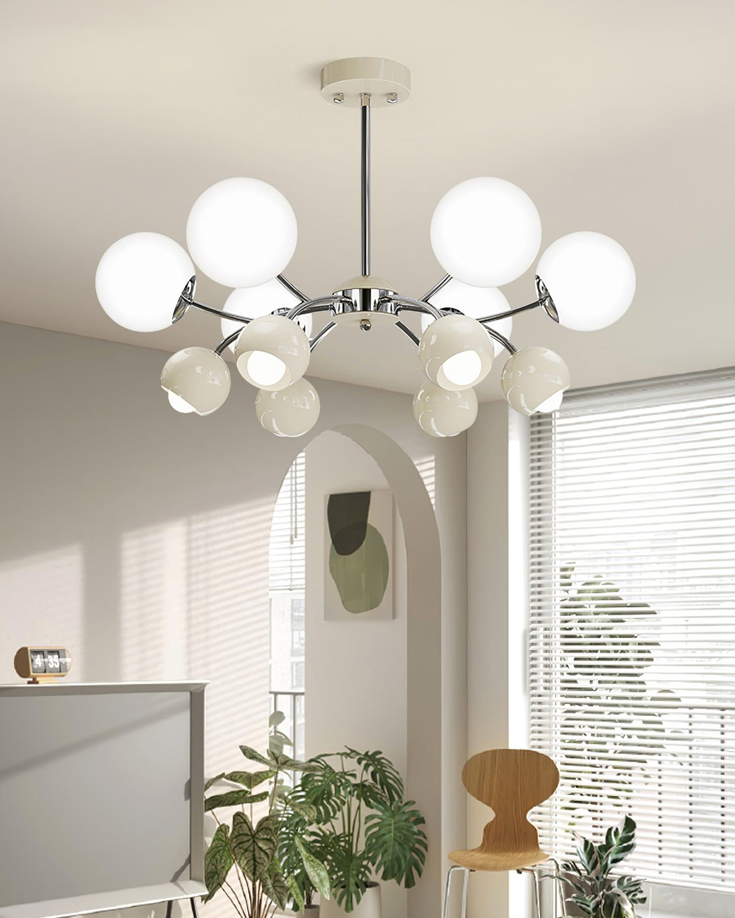 Chandelier Glass Metal Dome Petal Shades Minimalist Ambient Glow - Letslighting