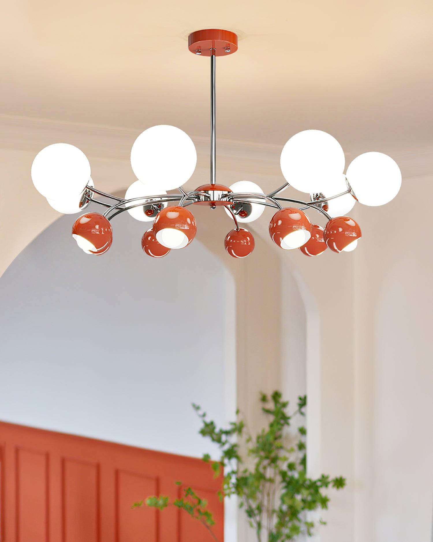 Chandelier Glass Metal Dome Petal Shades Minimalist Ambient Glow - Letslighting
