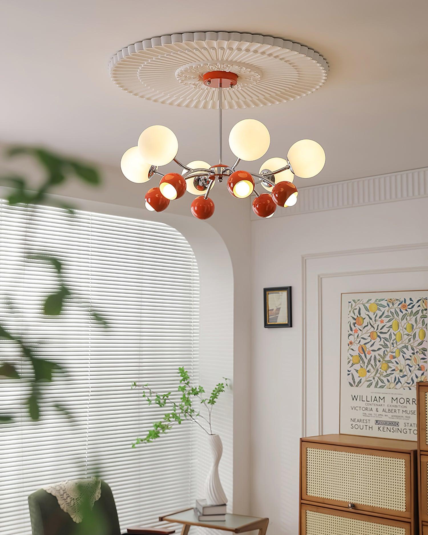 Chandelier Glass Metal Dome Petal Shades Minimalist Ambient Glow - Letslighting
