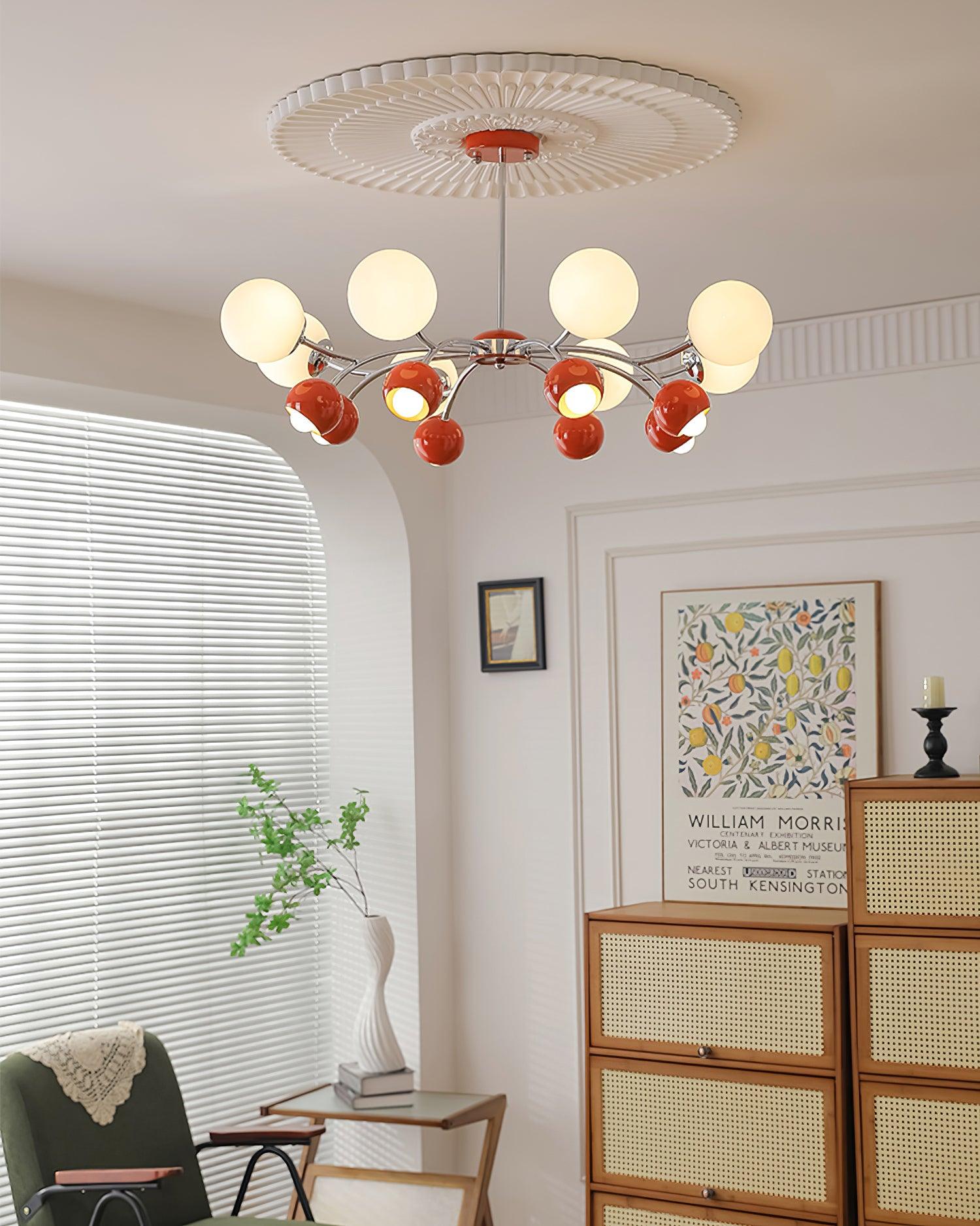 Chandelier Glass Metal Dome Petal Shades Minimalist Ambient Glow - Letslighting