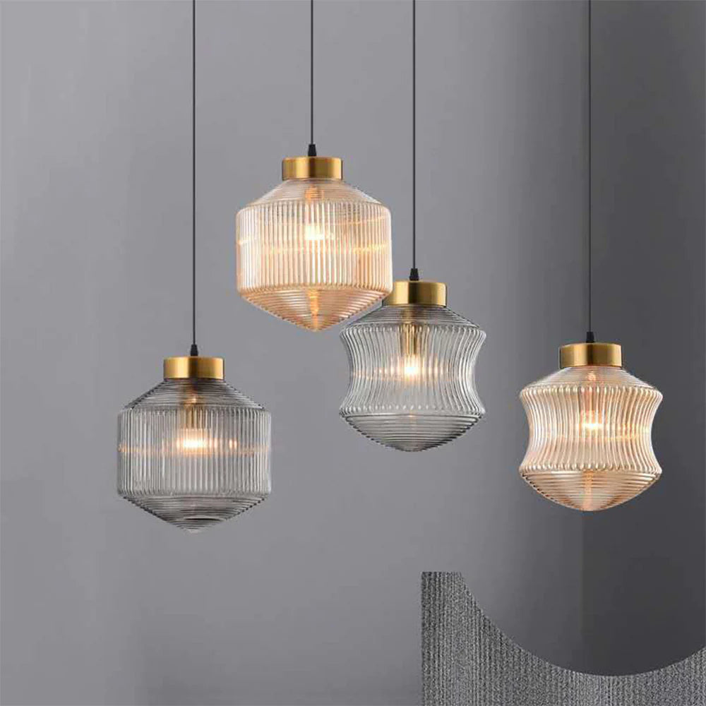 Valentina Moderne Metallo/Vetro Lampade a Sospensione Ambra/Grigio Soggiorno/Ristorante