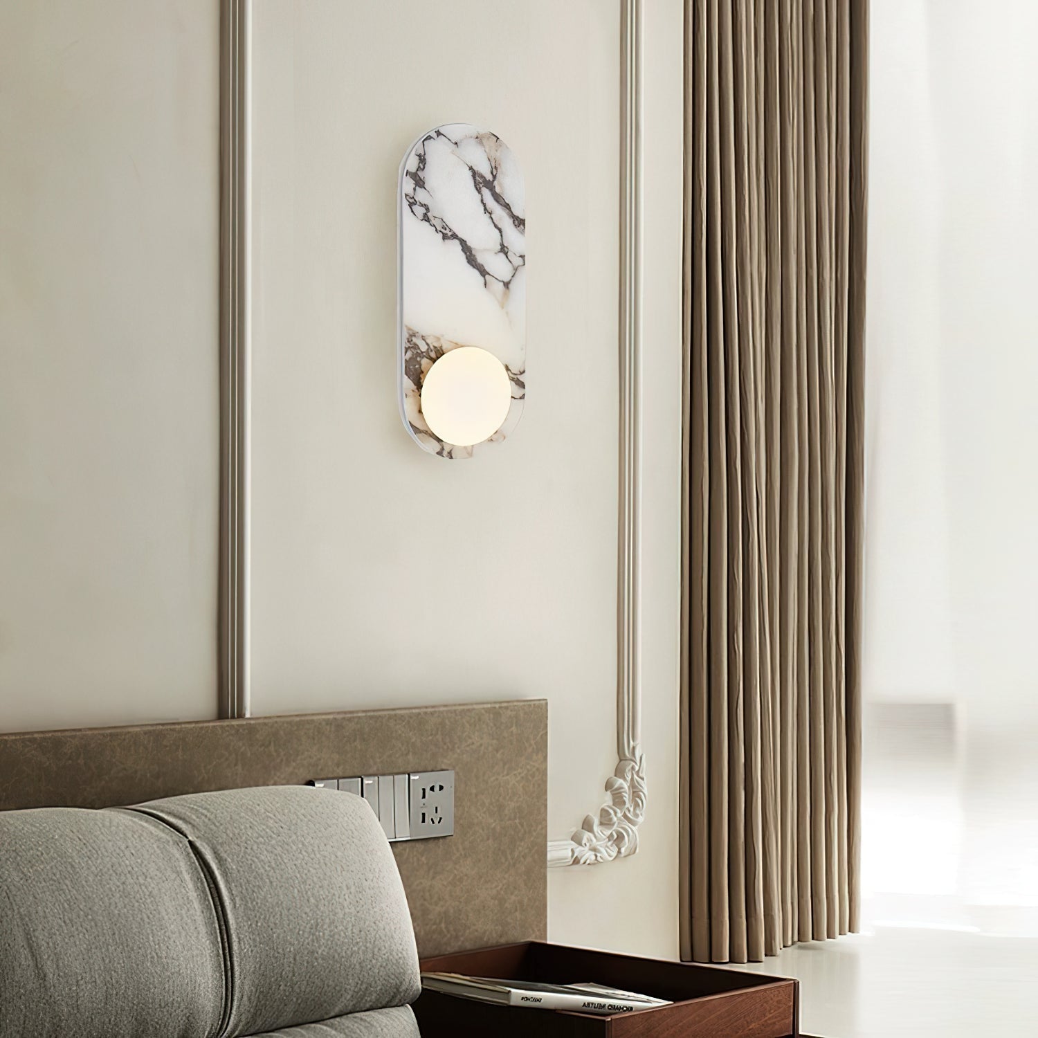 Covelyra Modern Minimalist Marble Glass Wall Lamp - Lamp Copper
