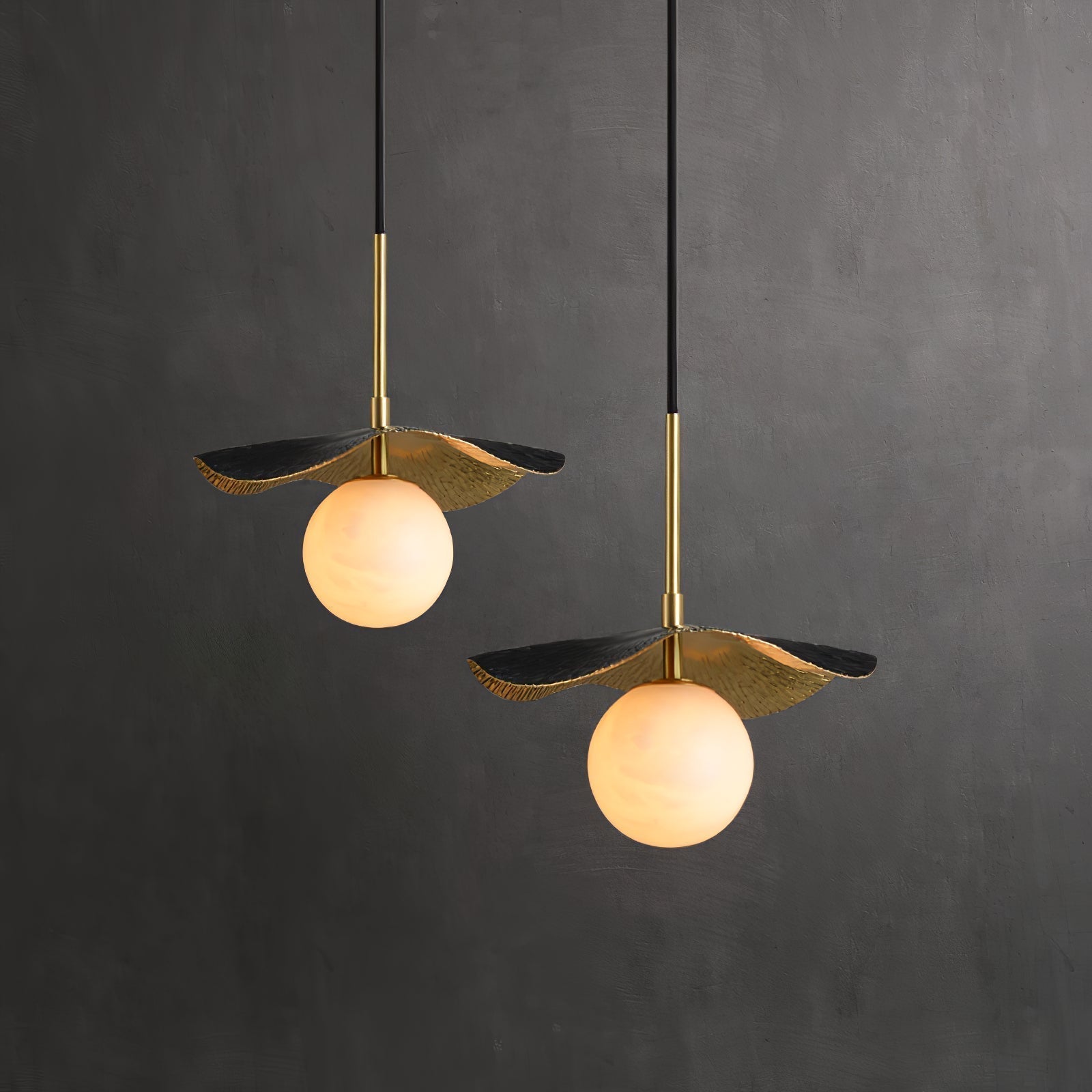 Zaraeen Modern Minimalist Brass Alabaster Pendant Light - Lamp Copper