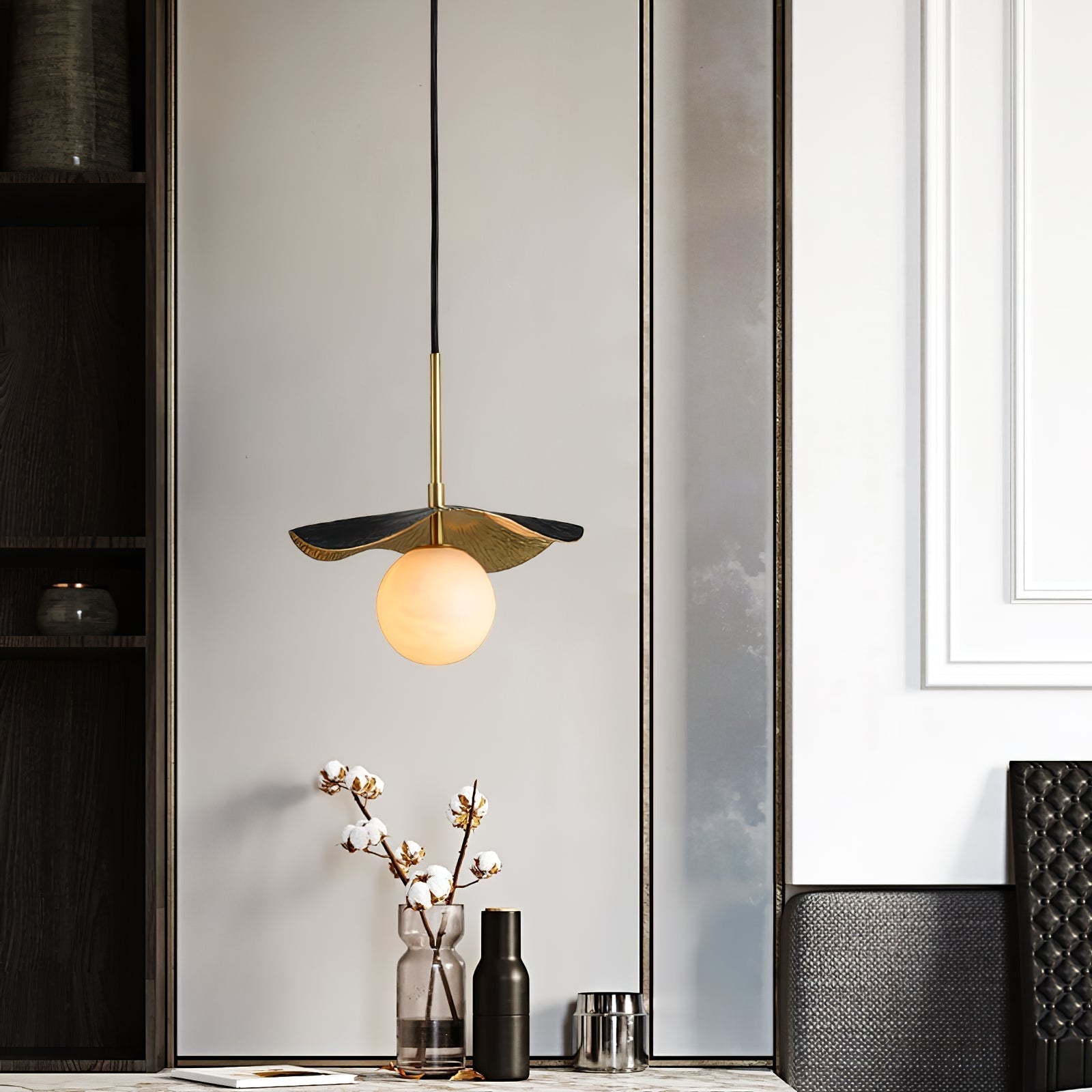 Zaraeen Modern Minimalist Brass Alabaster Pendant Light - Lamp Copper