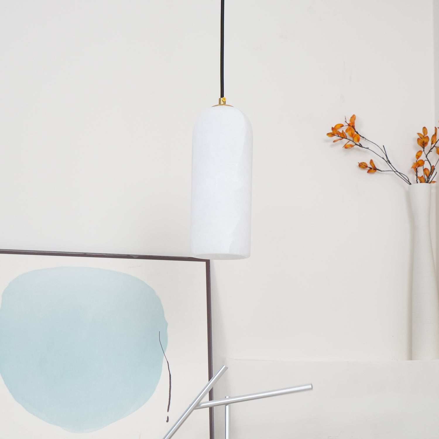 Zashayra Cylindrical Alabaster Pendant Light - Blowlighting