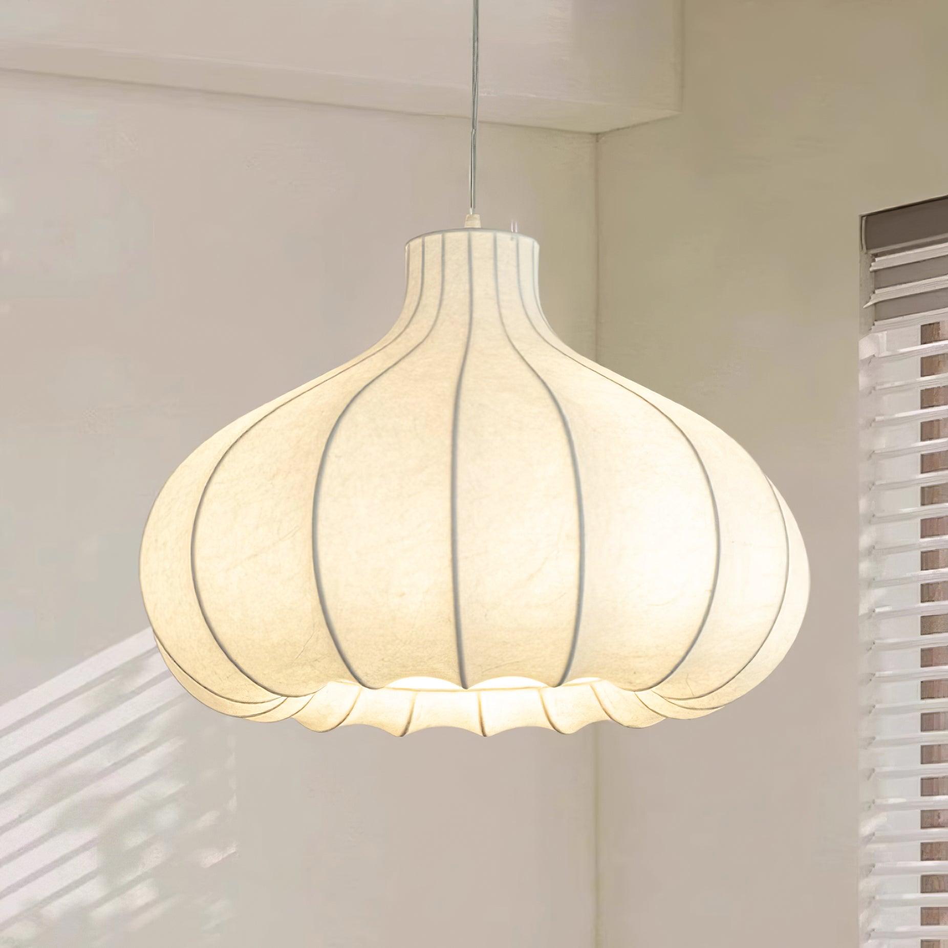 Pendant Light Silky Pleated Silk Shade White - Letslighting