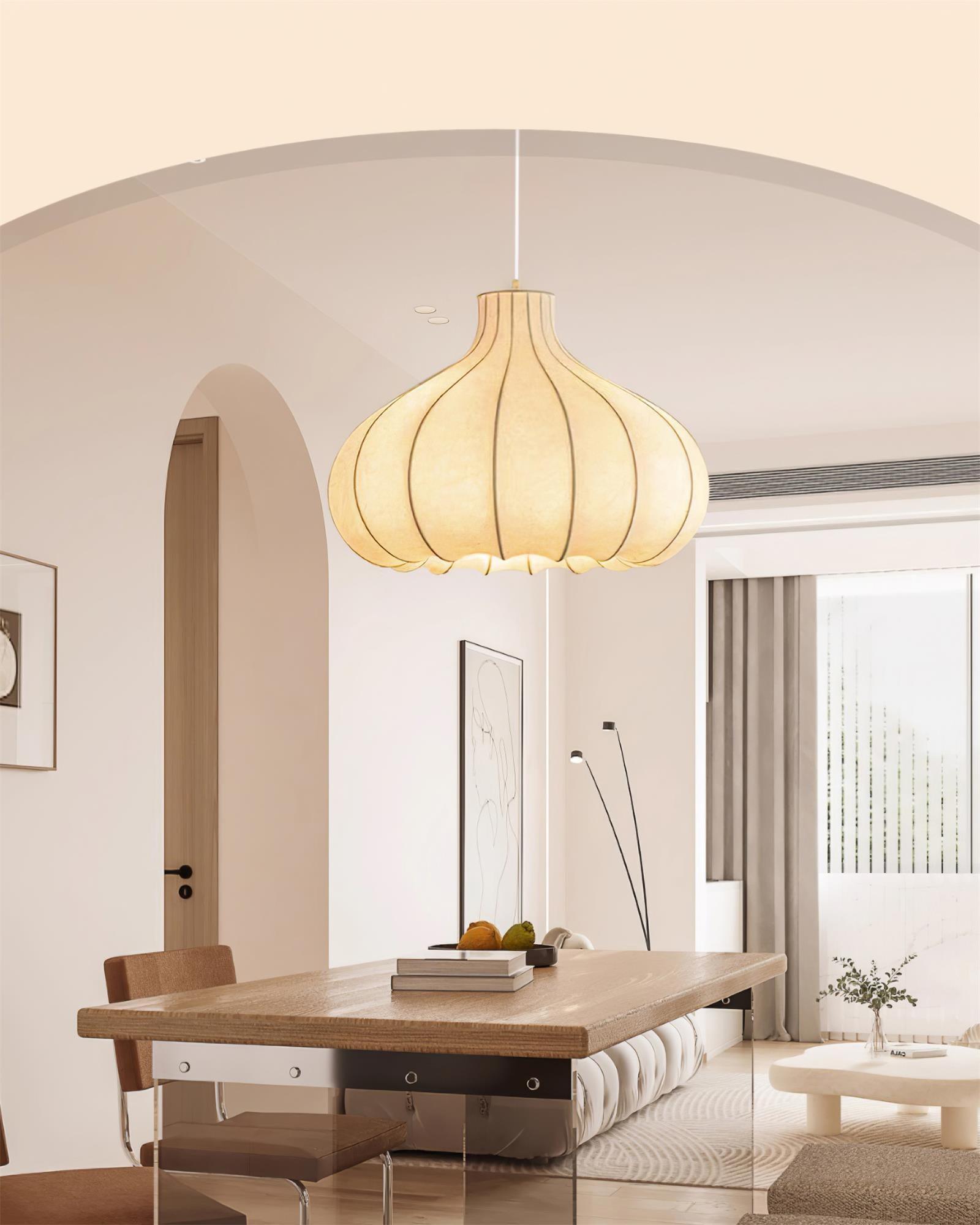 Pendant Light Silky Pleated Silk Shade White - Letslighting