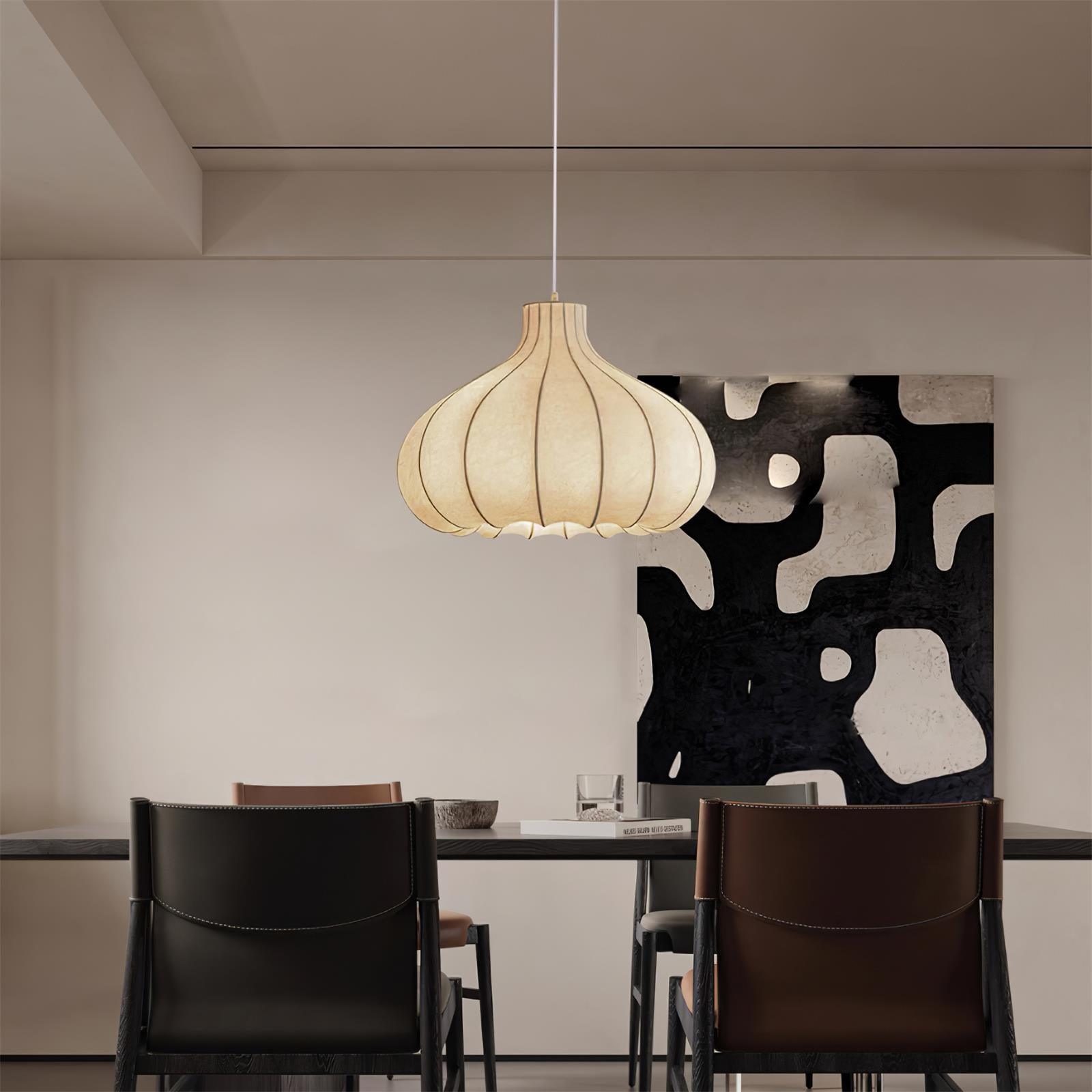 Pendant Light Silky Pleated Silk Shade White - Letslighting