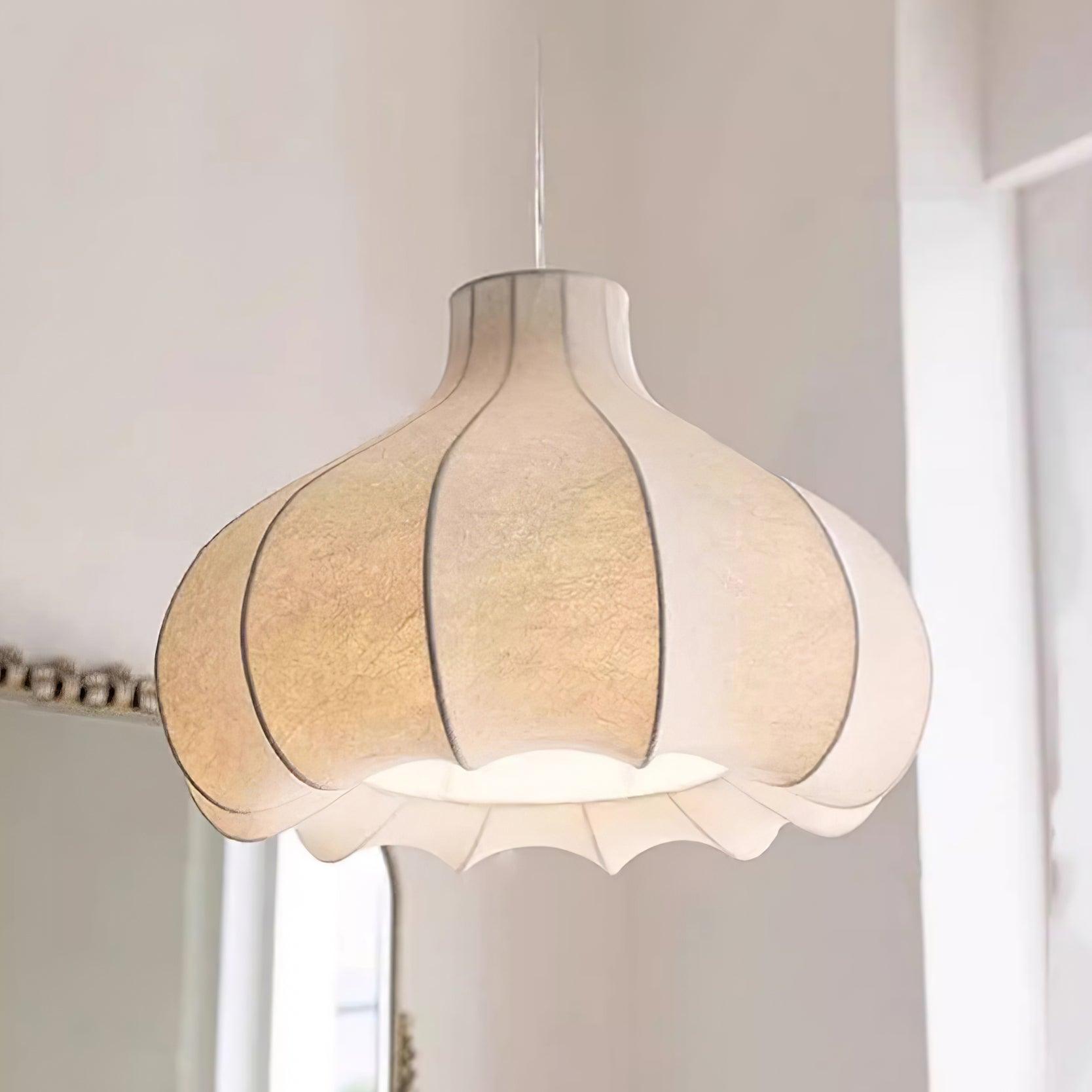 Pendant Light Silky Pleated Silk Shade White - Letslighting