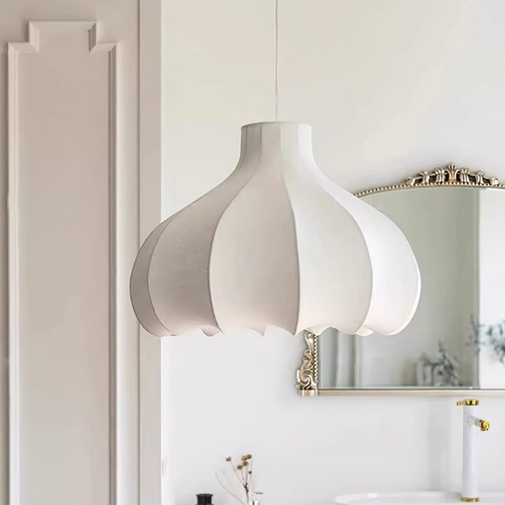 Pendant Light Silky Pleated Silk Shade White - Letslighting