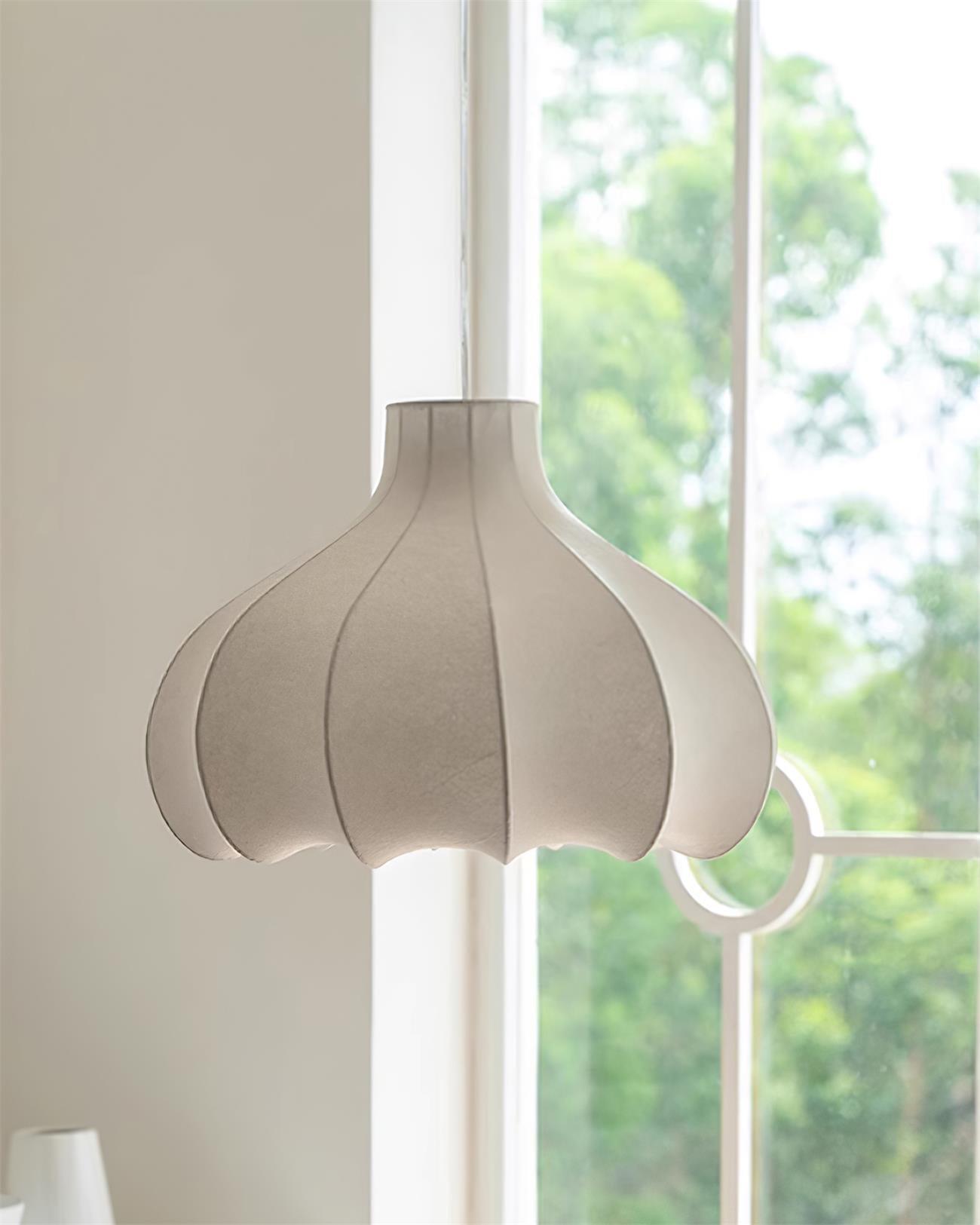 Pendant Light Silky Pleated Silk Shade White - Letslighting