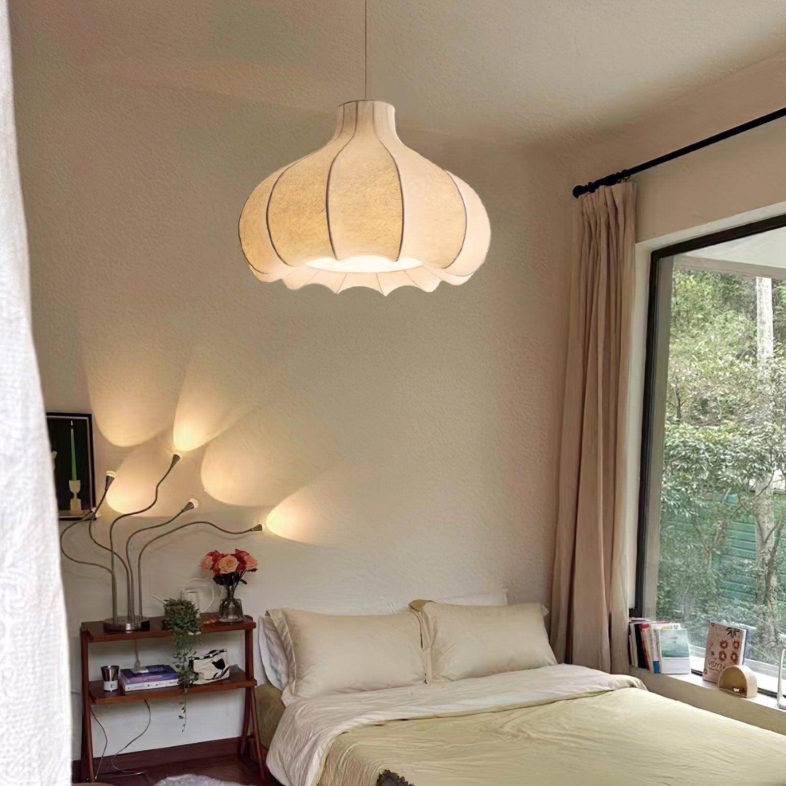 Pendant Light Silky Pleated Silk Shade White - Letslighting