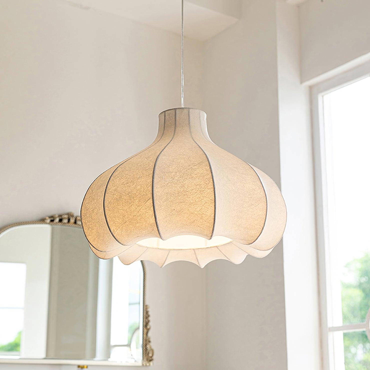Pendant Light Silky Pleated Silk Shade White - Letslighting