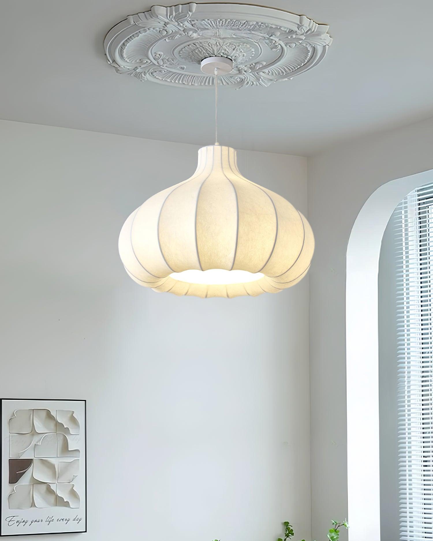 Pendant Light Silky Pleated Silk Shade White - Letslighting