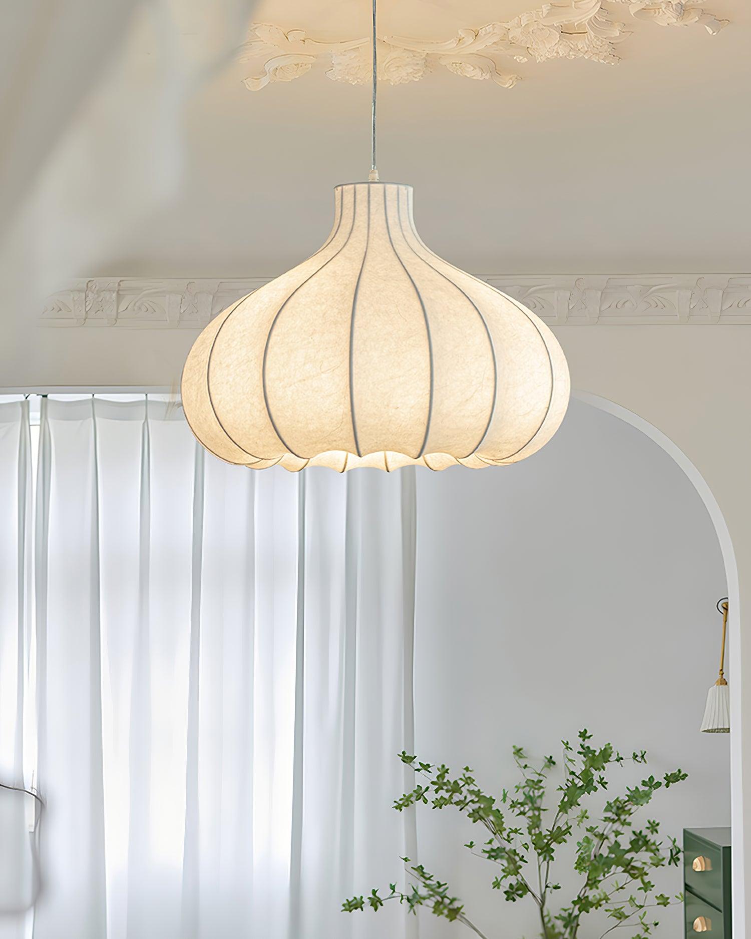 Pendant Light Silky Pleated Silk Shade White - Letslighting
