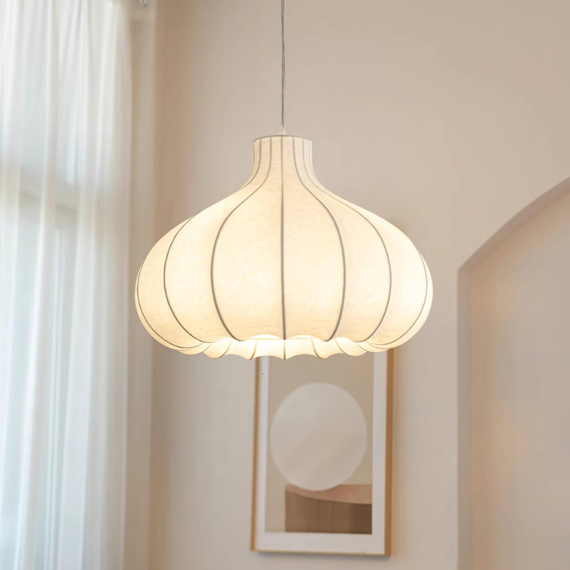 Pendant Light Silky Pleated Silk Shade White - Letslighting