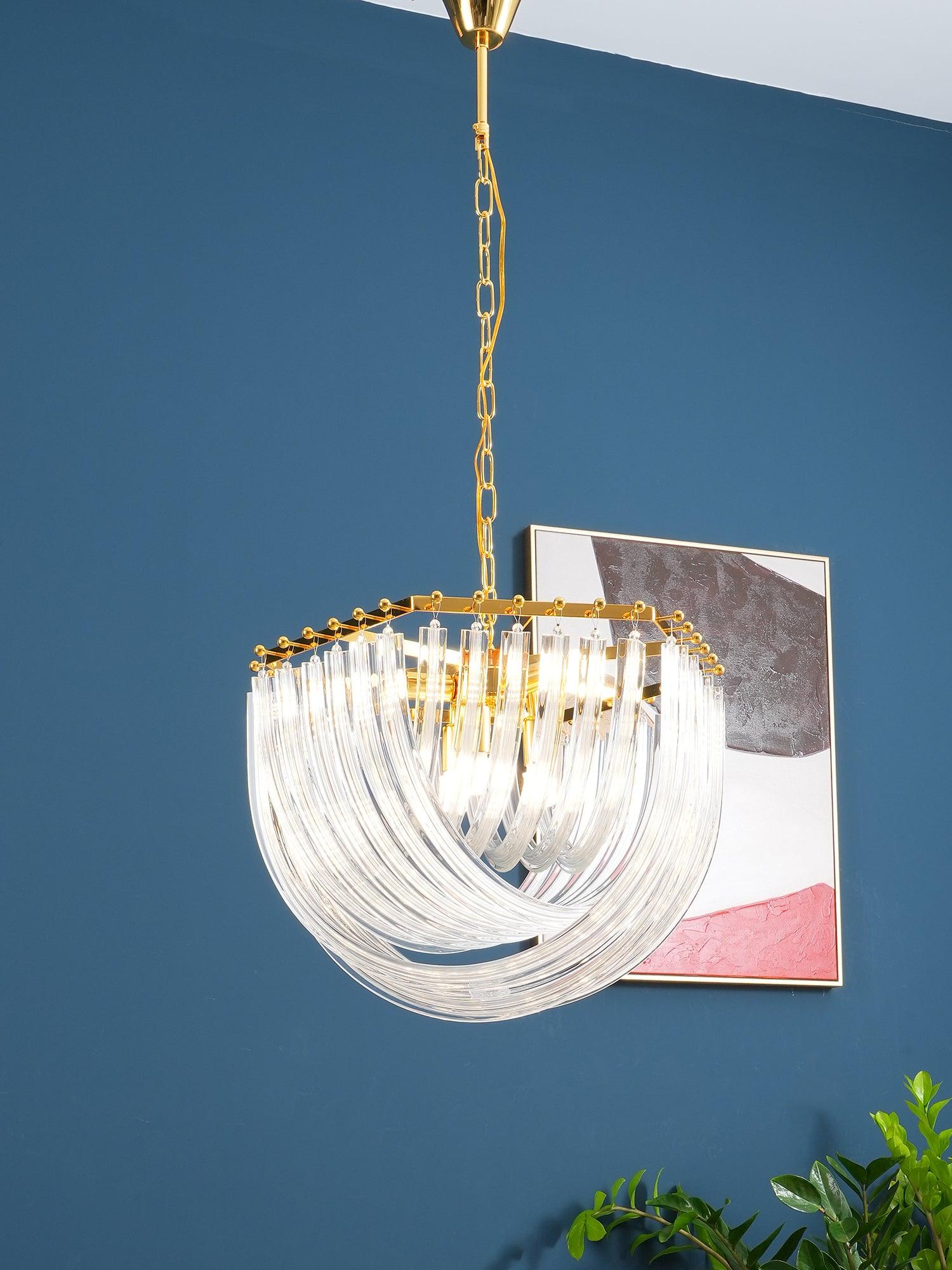 Aurora Chandelier Clear Curved Tiered - Blowlighting